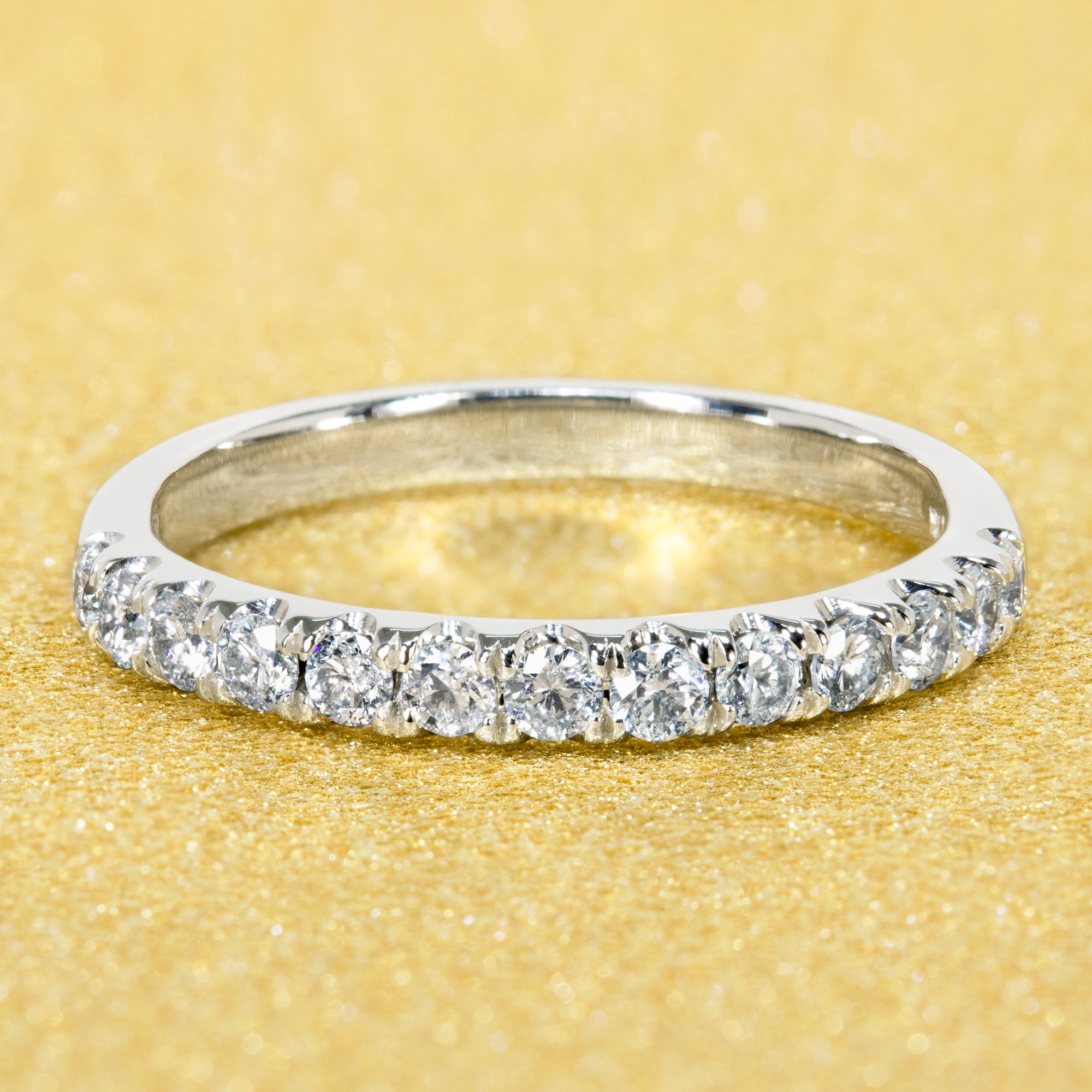 14K Gold The Elsa, Stackable U-Prong Stackable Diamond Wedding Band | Earthena Jewelry