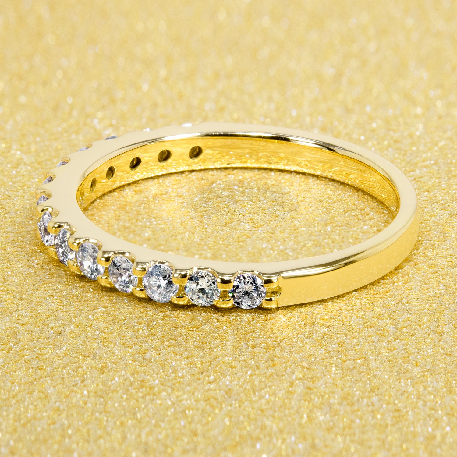 Classic Stackable Shared-Prong Diamond Wedding Band | Earthena Jewelry