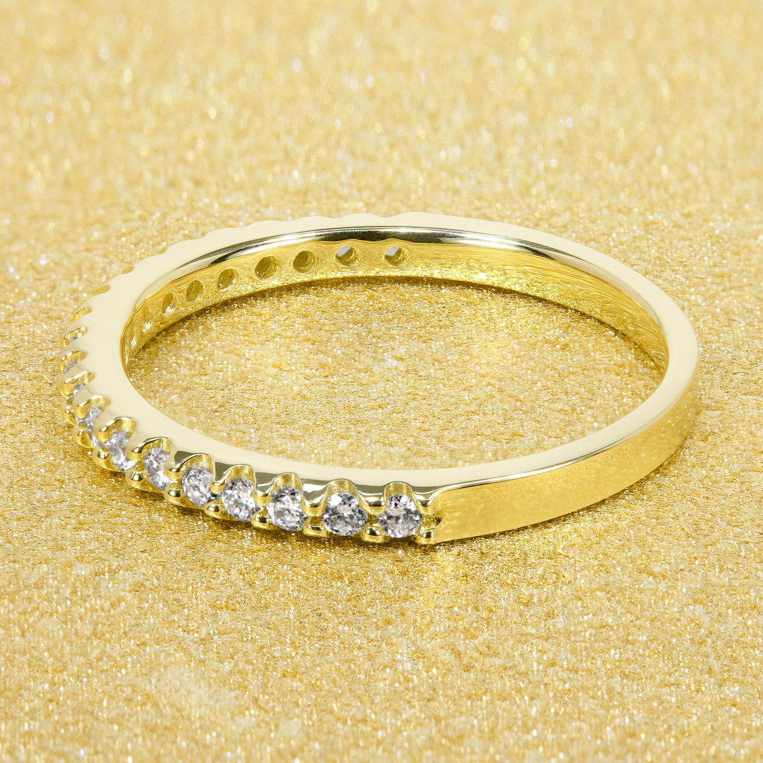 The Estella Slim, Shared-Prong Half Eternity Band