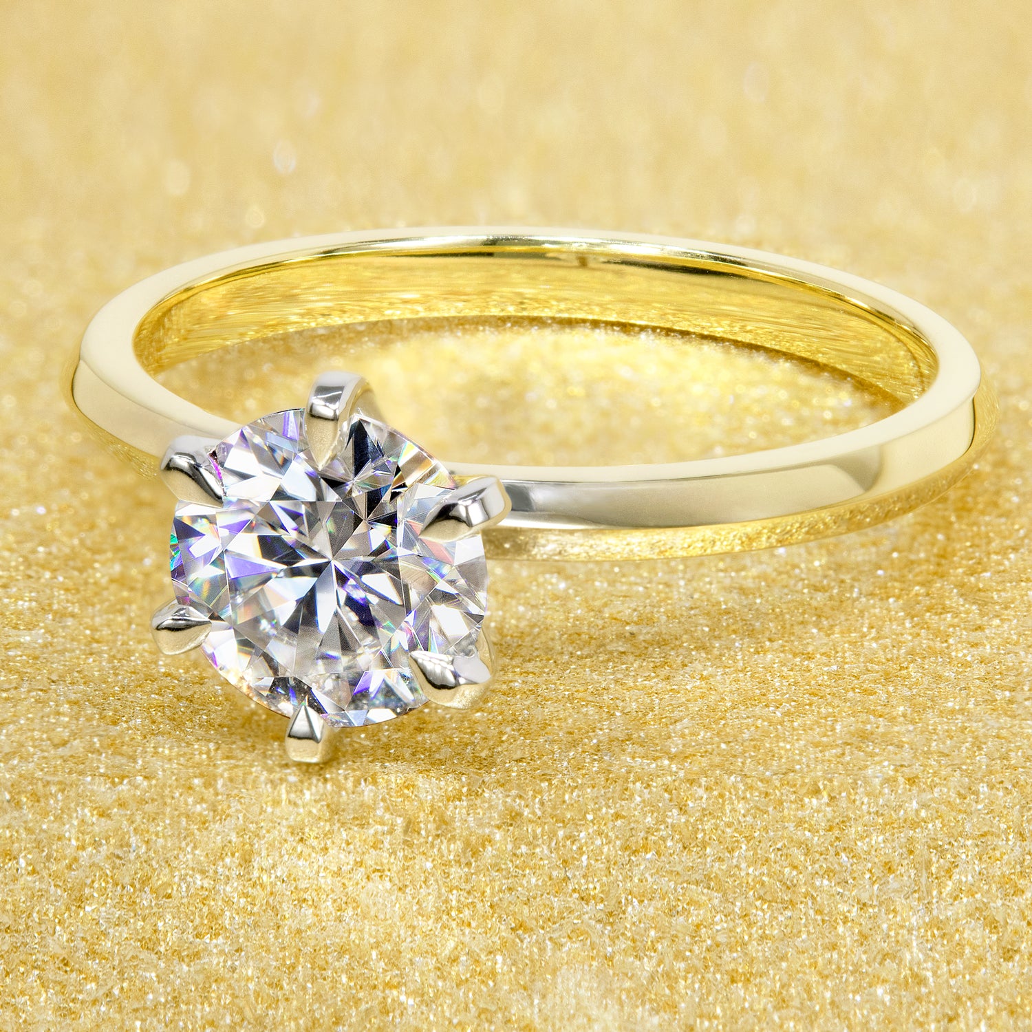 The Lexi, 1ct Round Brilliant-cut Classic Knife-Edge Solitaire Ring | Earthena Jewelry