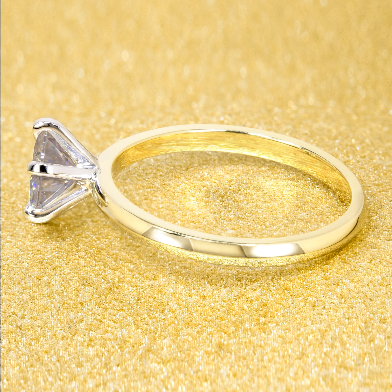 The Lexi, 1ct Round Brilliant-cut Classic Knife-Edge Solitaire Ring | Earthena Jewelry