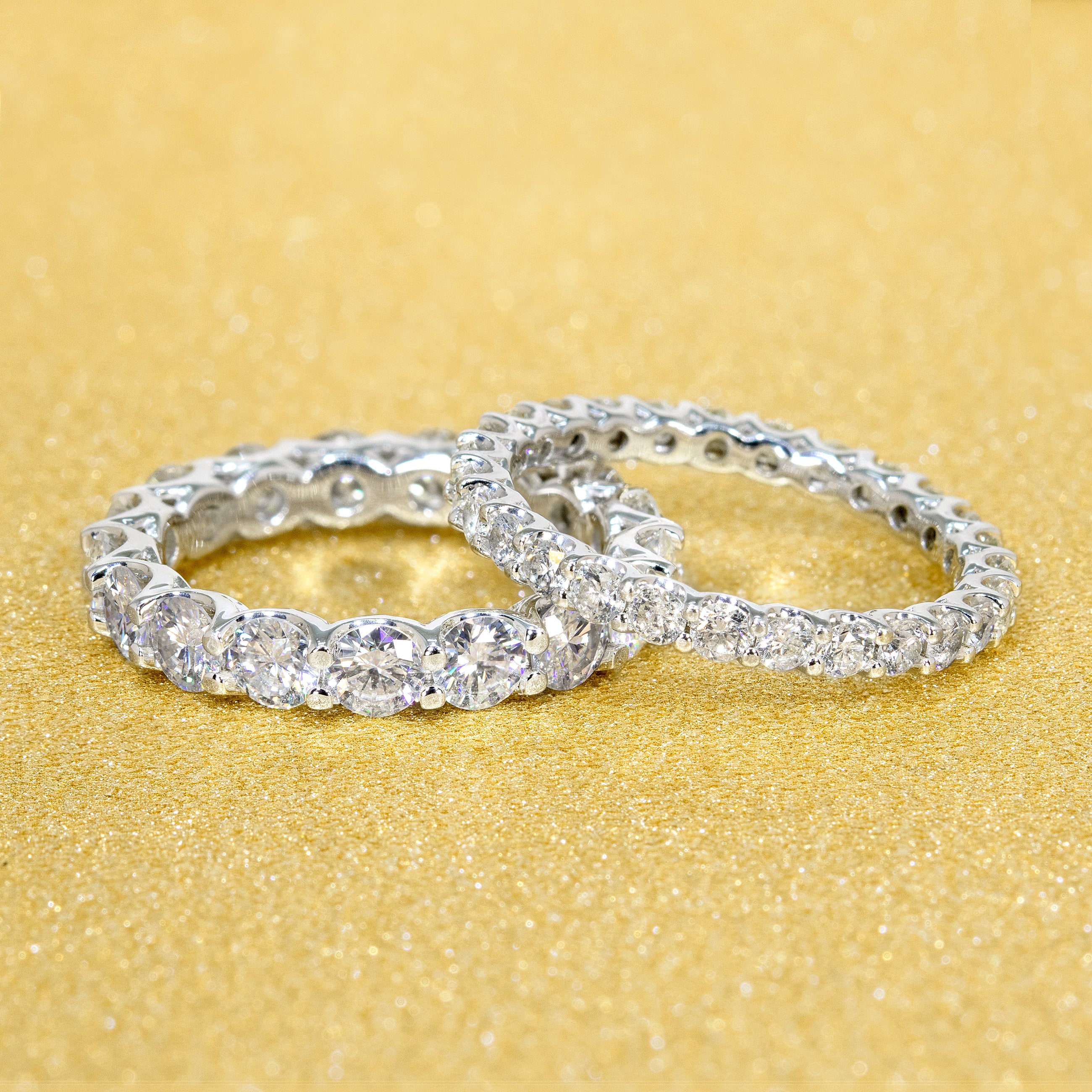 14K Gold Classic Shared U-Prong Stackable Diamond Eternity Band | Earthena Jewelry