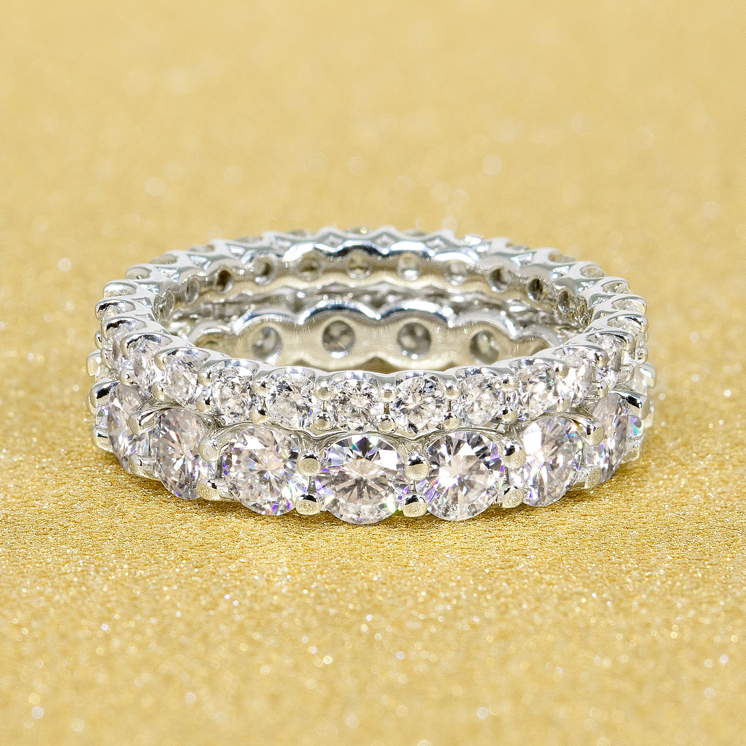 14K Gold Classic Shared U-Prong Stackable Diamond Eternity Band | Earthena Jewelry