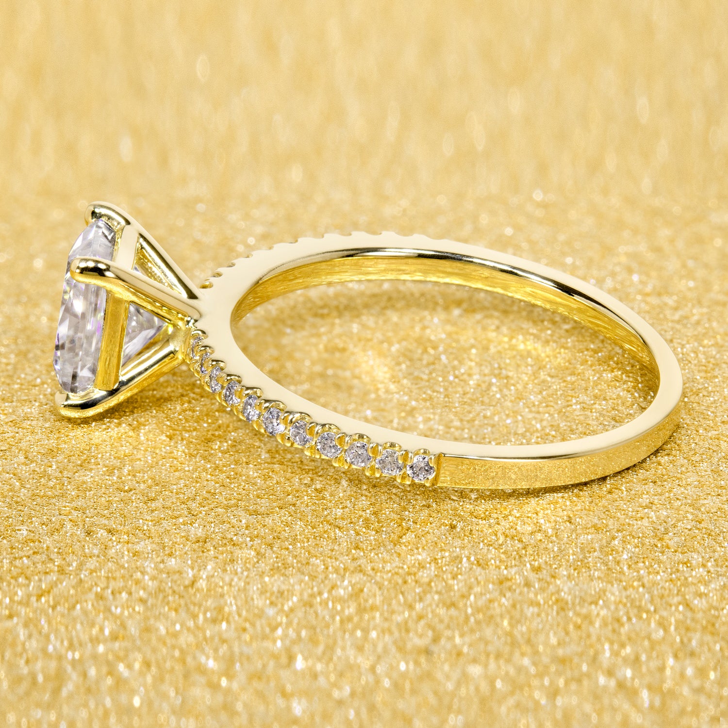 1ct Princess-cut Moissanite and Diamond Minimalistic Slim Basket Engagement Ring | Earthena Jewelry