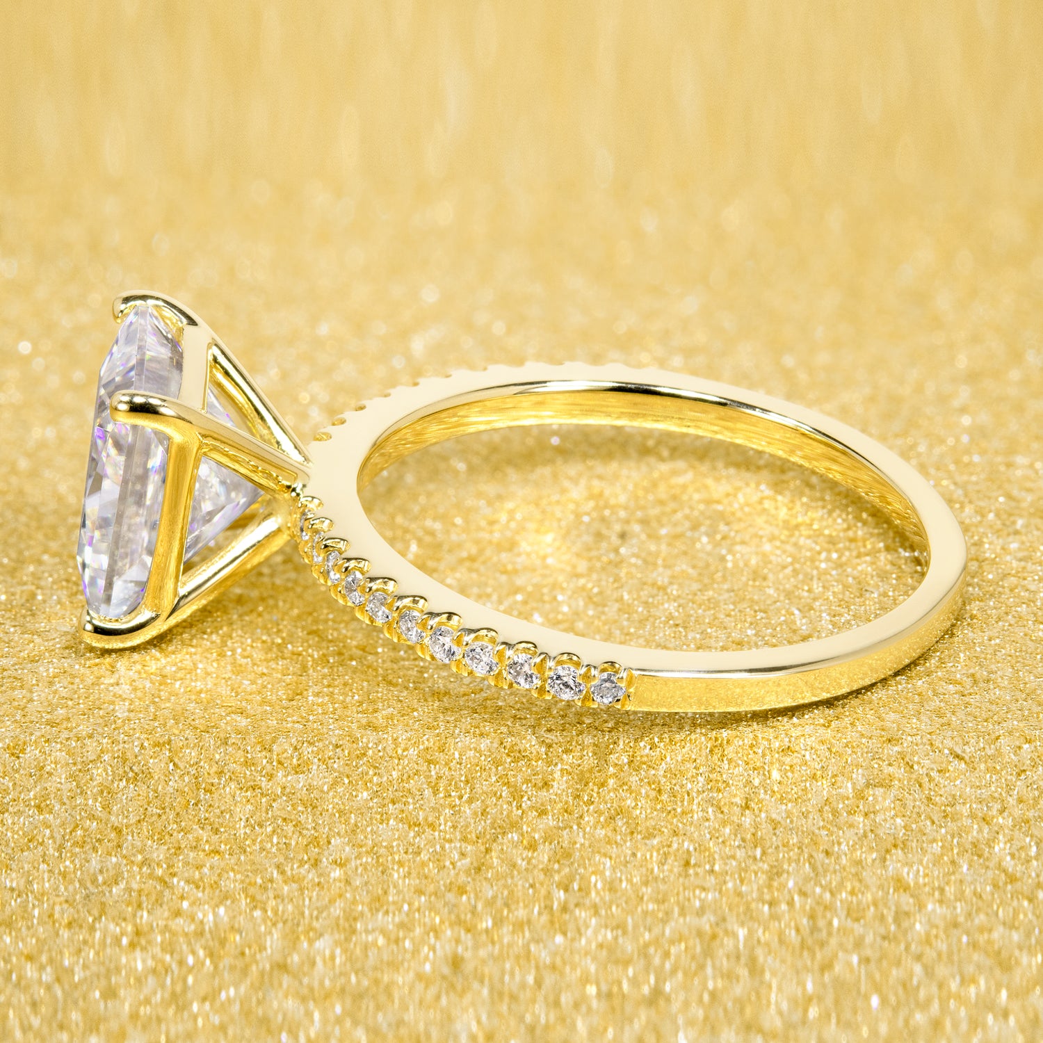 The Seren 2.25ct Asscher-cut Moissanite and Diamond Minimalistic Slim Basket Engagement Ring | Earthena Jewelry