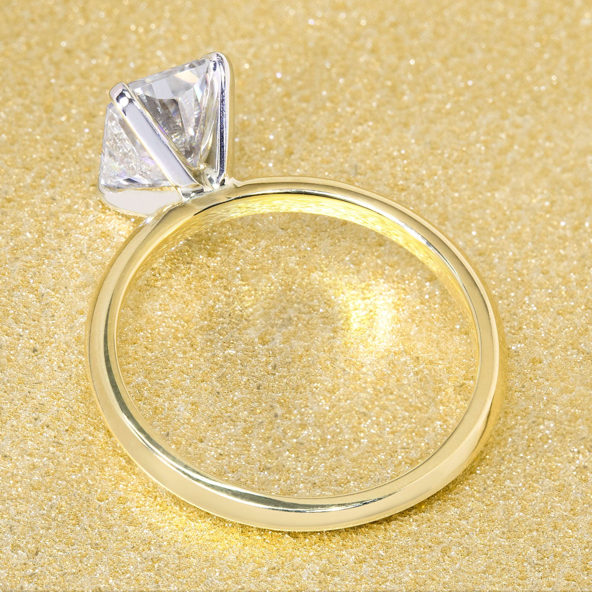 14K Gold Classic 1.75ct Emerald-cut Classic Knife-Edge Solitaire Engagement Ring | Earthena Jewelry