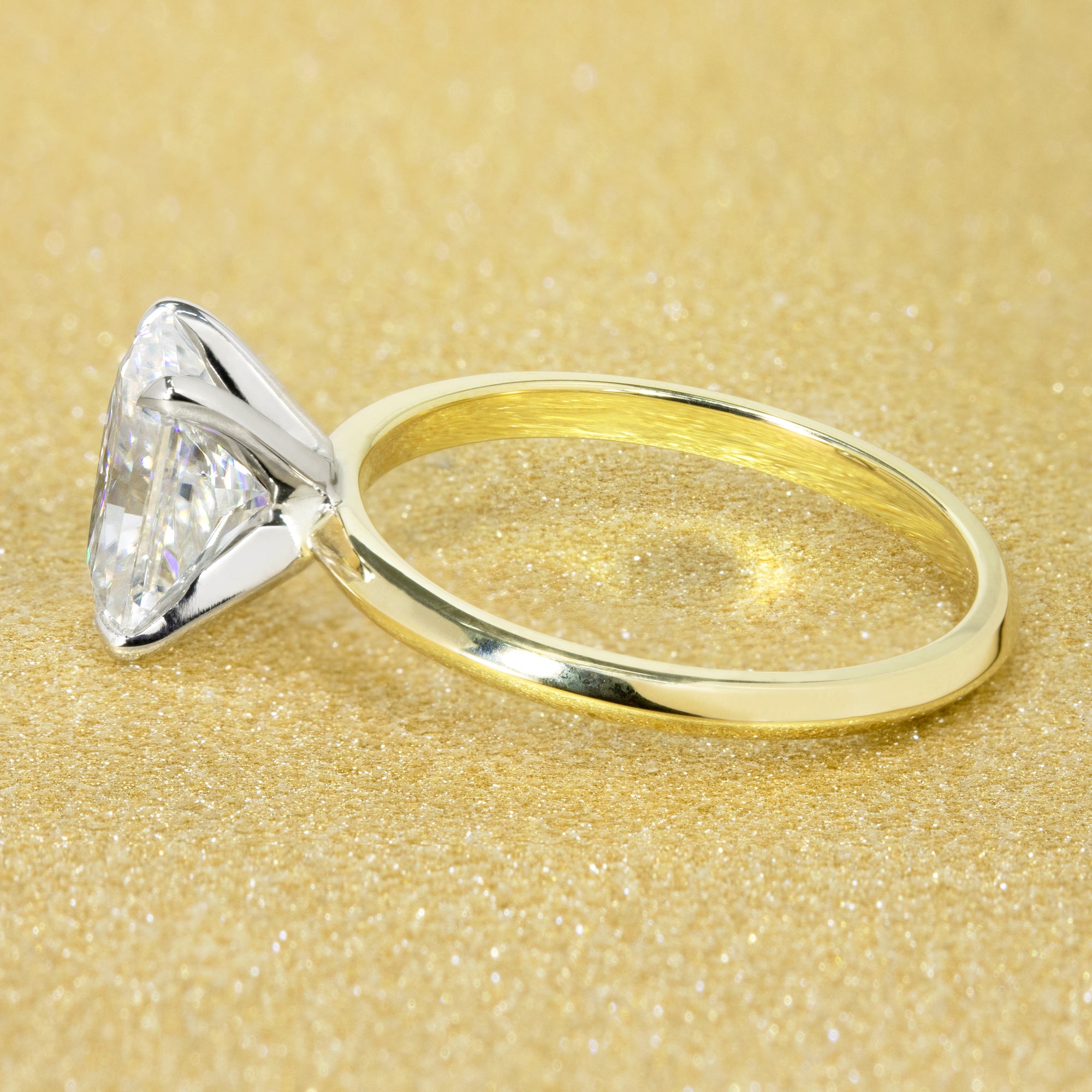 14K Gold Classic 1.75ct Radiant-cut Classic Knife-Edge Moissanite Solitaire Engagement Ring | Earthena Jewelry