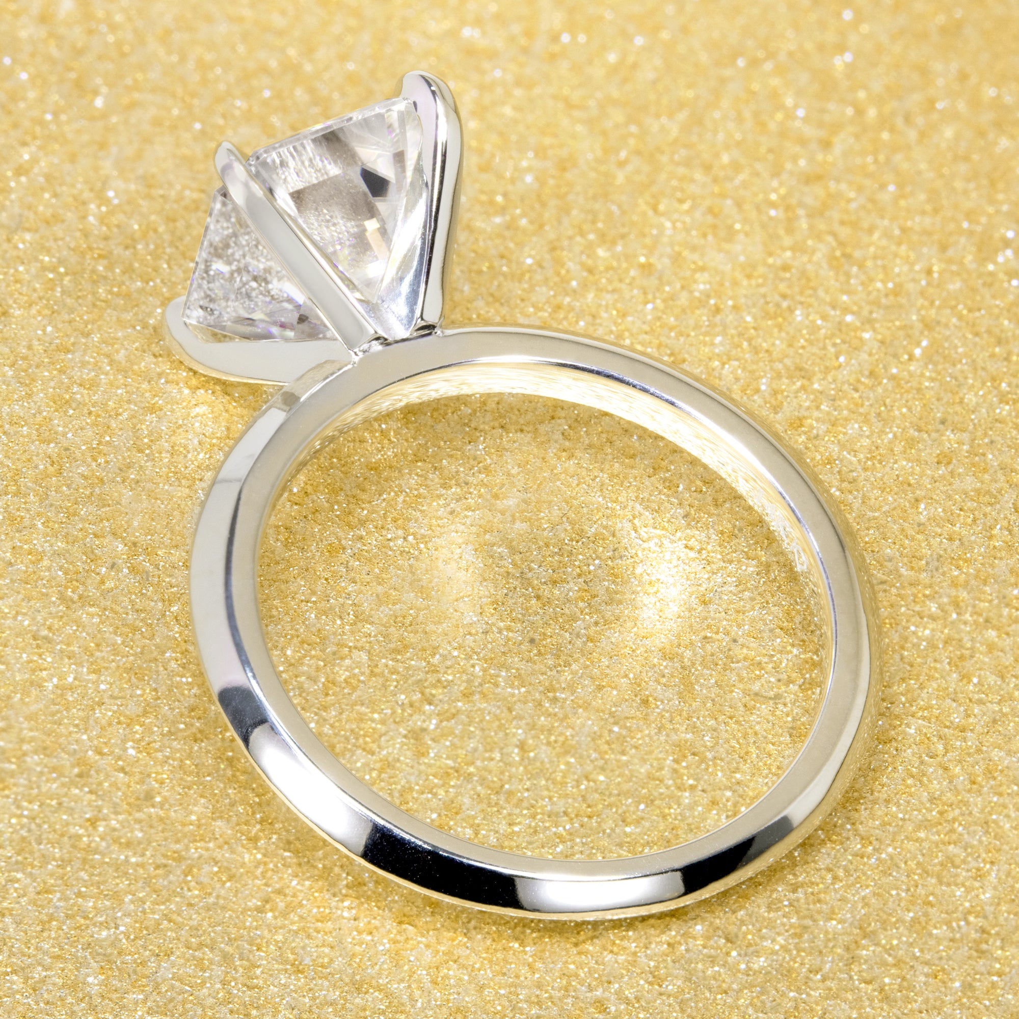 14K Gold Classic 2.5ct Emerald-cut Classic Knife-Edge Moissanite Solitaire Engagement Ring | Earthena Jewelry