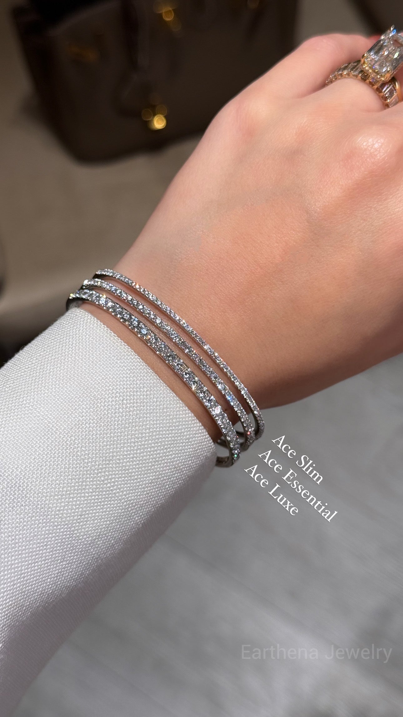 The Ace Luxe, Classic Lab-grow diamond or natural diamond Bangle handcrafted in 14K Gold, 18K Gold, or Platinum by Earthena Jewelry