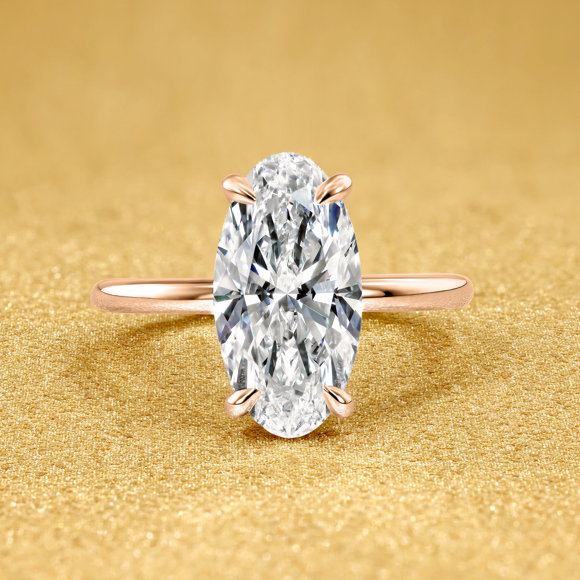 The Adara, 2.5ct Elongated Moval Brilliant-cut Diamond Hidden Halo Ring
