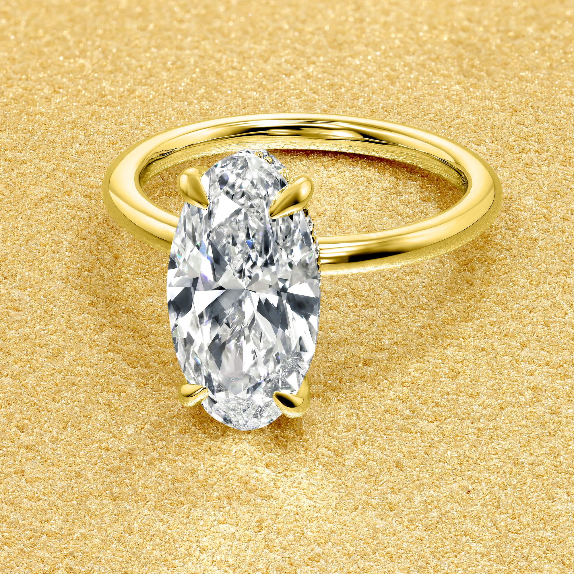 The Adara, 2.5ct Elongated Moval Brilliant-cut Diamond Hidden Halo Ring