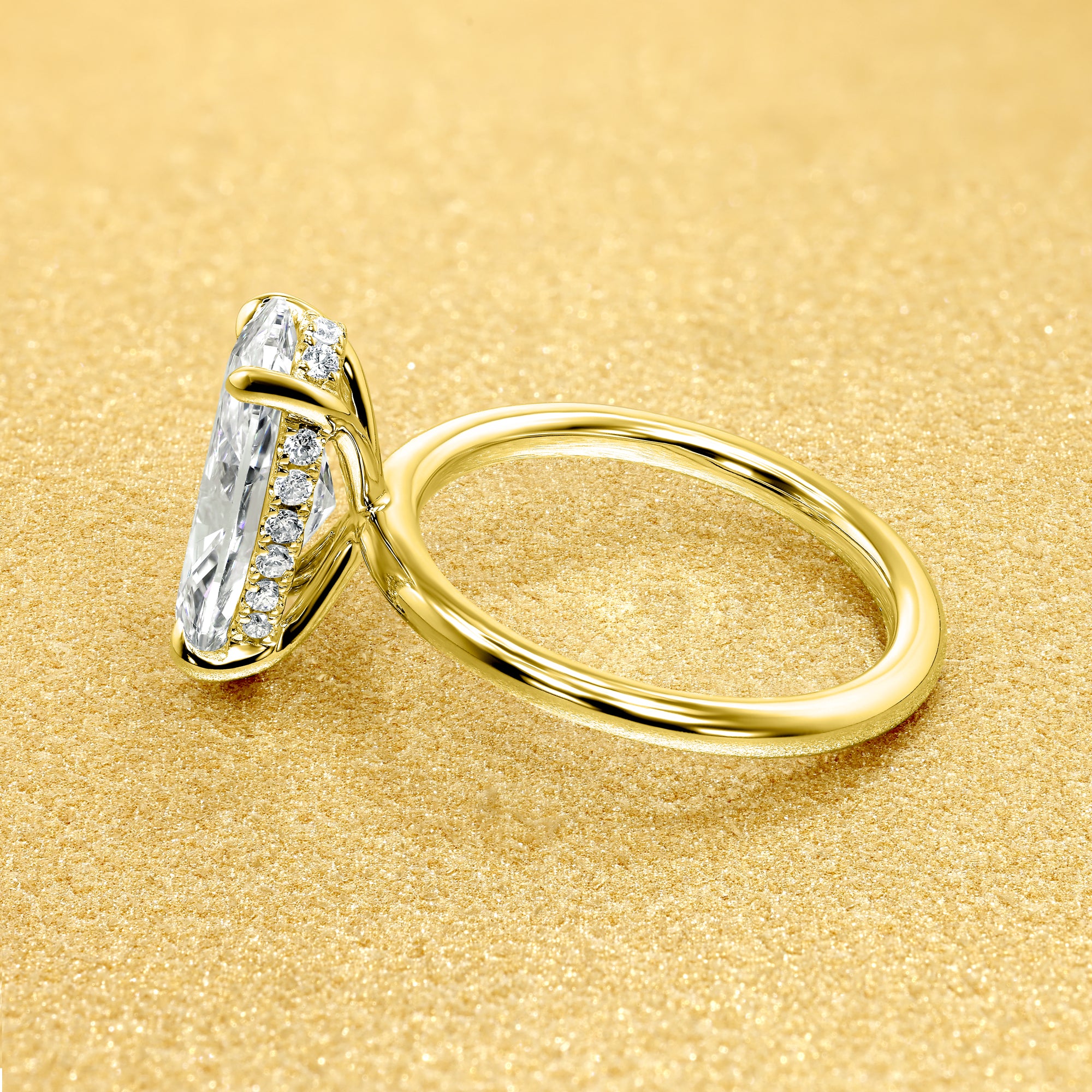 The Adara, 2.5ct Elongated Moval Brilliant-cut Diamond Hidden Halo Ring