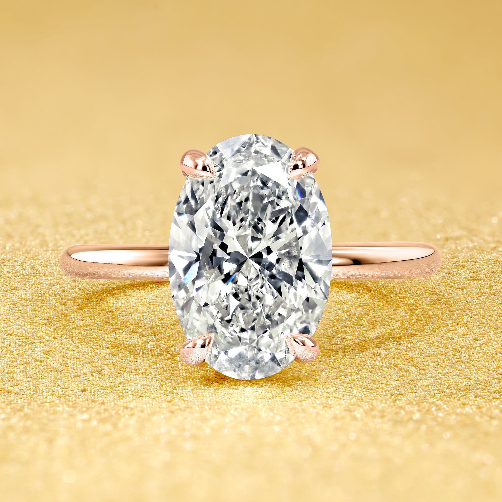 The Adara, 3ct Elongated Oval-cut Diamond Hidden Halo Ring