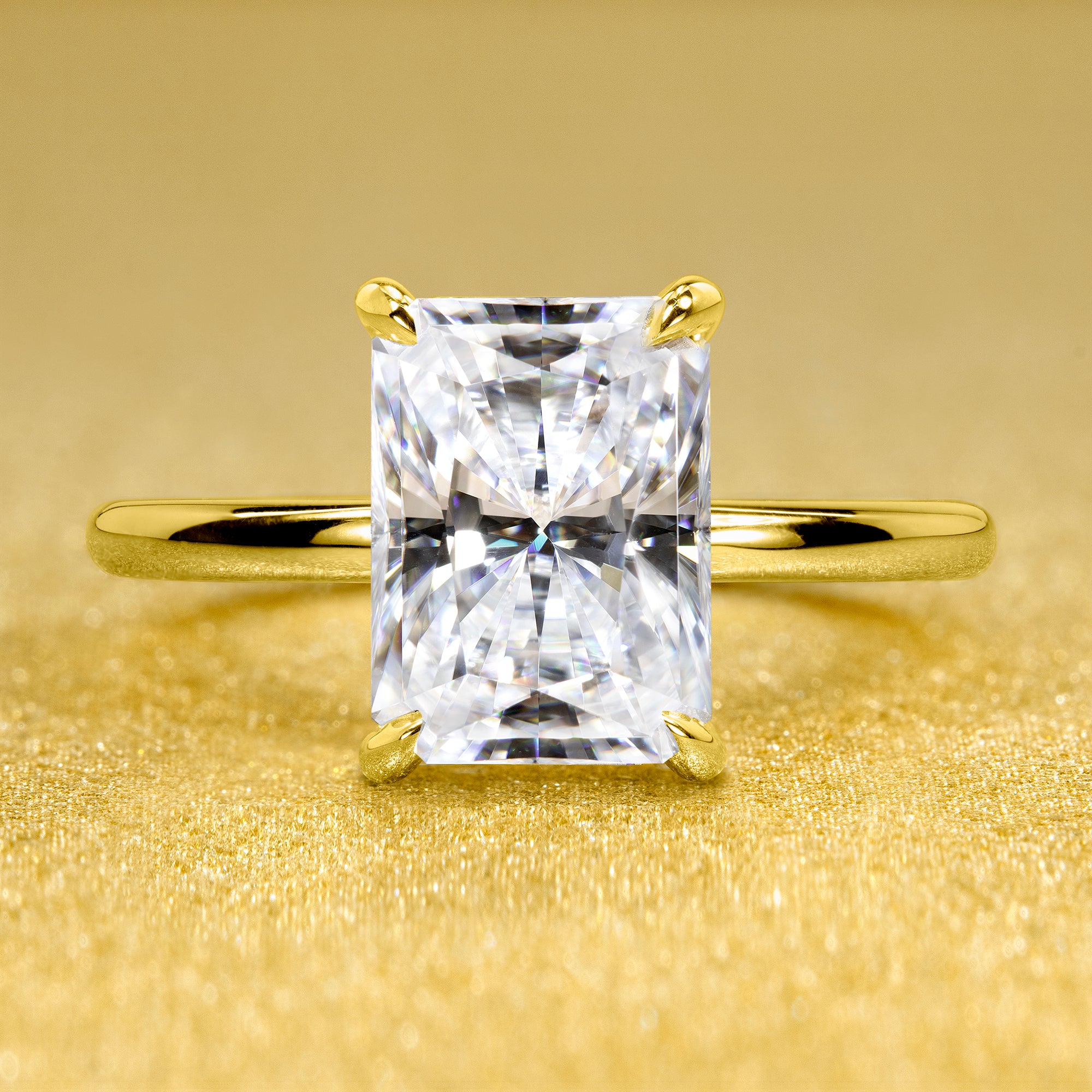 The Adara, 3ct Elongated Pear-Cut Lab-Grown Diamond Hidden Halo Engagement Ring in 14K Gold, 18K Gold, or Platinum by Earthena Jewelry of Beverly Hills.