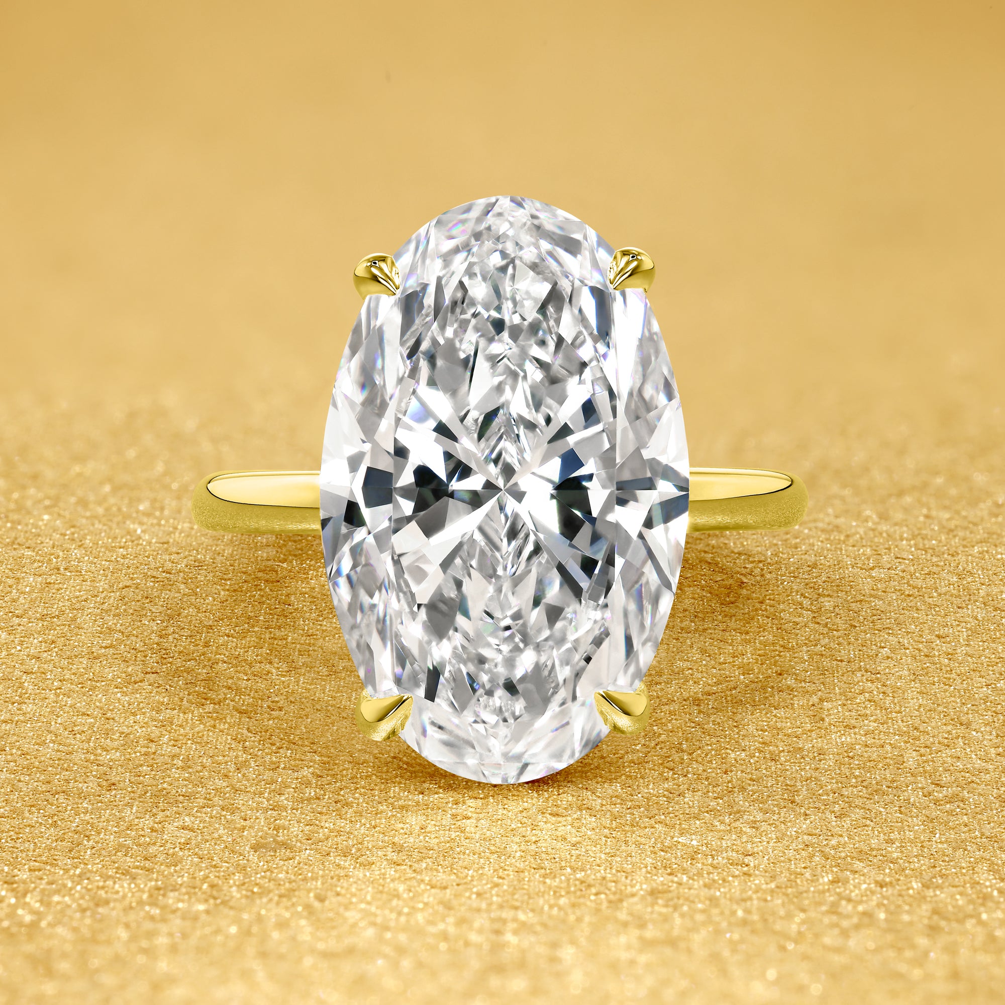 Classic Adara 7.5ct Elongated Oval-Cut Lab-Grown Diamond Hidden Eternity Halo Engagement Ring in 14K Gold, 18K Gold, or Platinum by Earthena Jewelry of Beverly Hills.