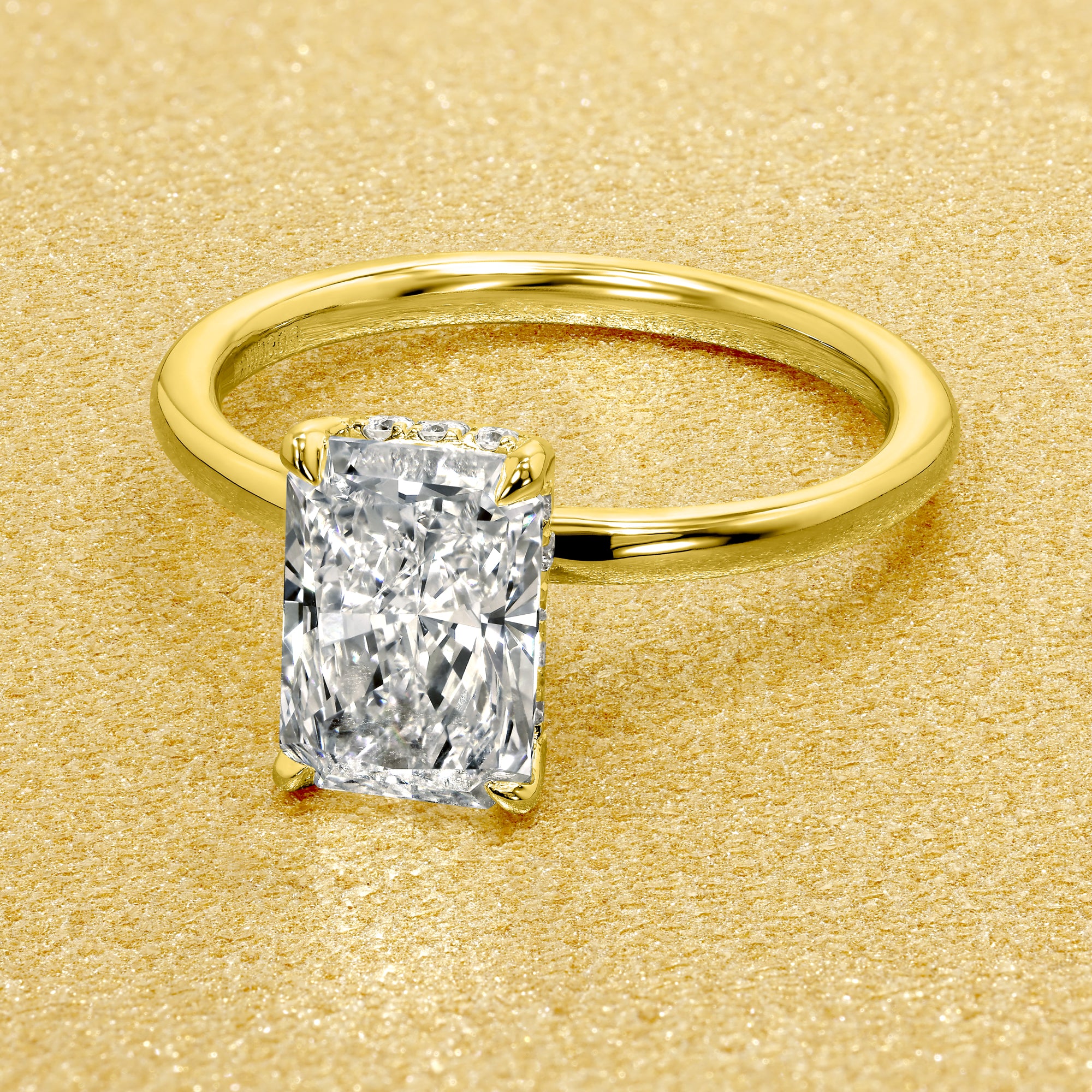 The Adara, 2ct Elongated Radiant-cut Diamond Hidden Halo Ring