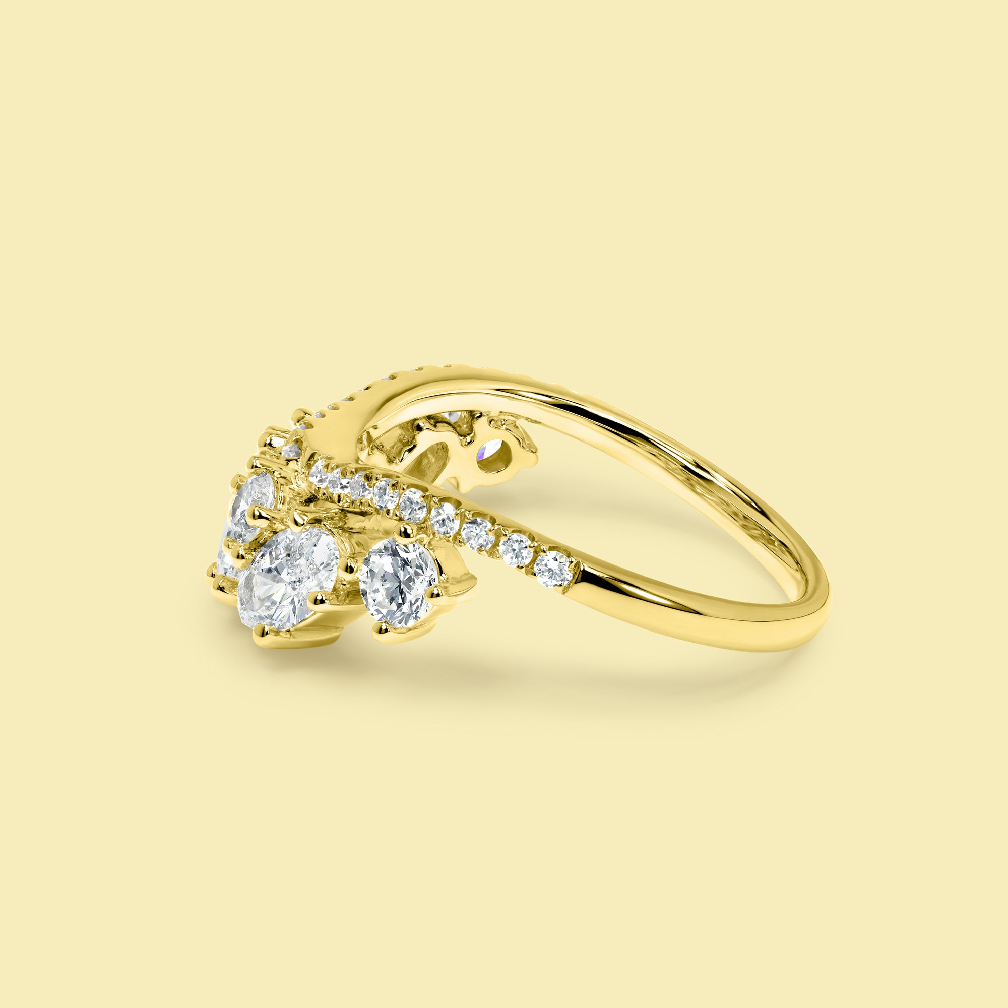 The Alessia, Double-Row Multi-Stone Curved Diamond Band Handcrafted in 14K Gold, 18K Gold, or Platinum by Earthena Jewelry of Beverly Hills.