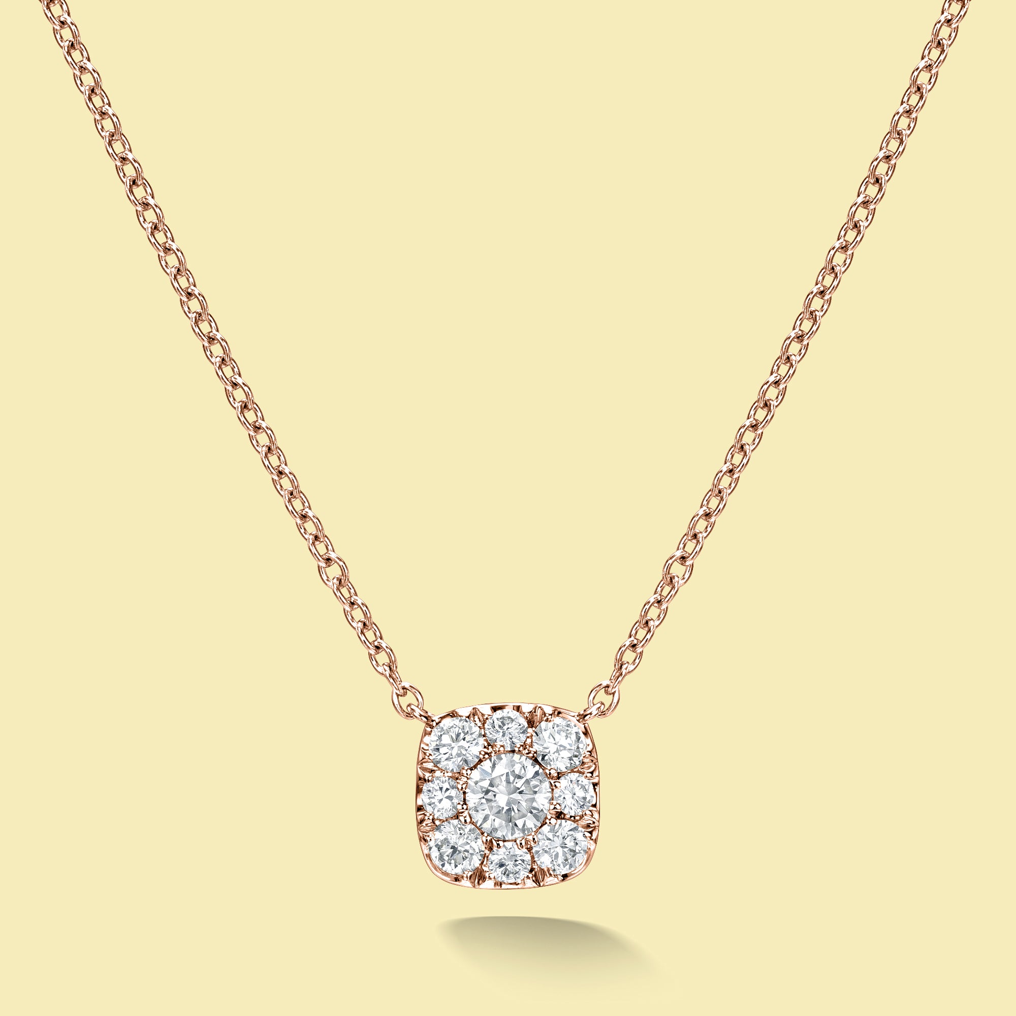 The Alia, Cluster Cushion Shaped Diamond Adjustable Stackable Necklace in 14K Gold, 18K Gold or Platinum by Earthena Jewelry