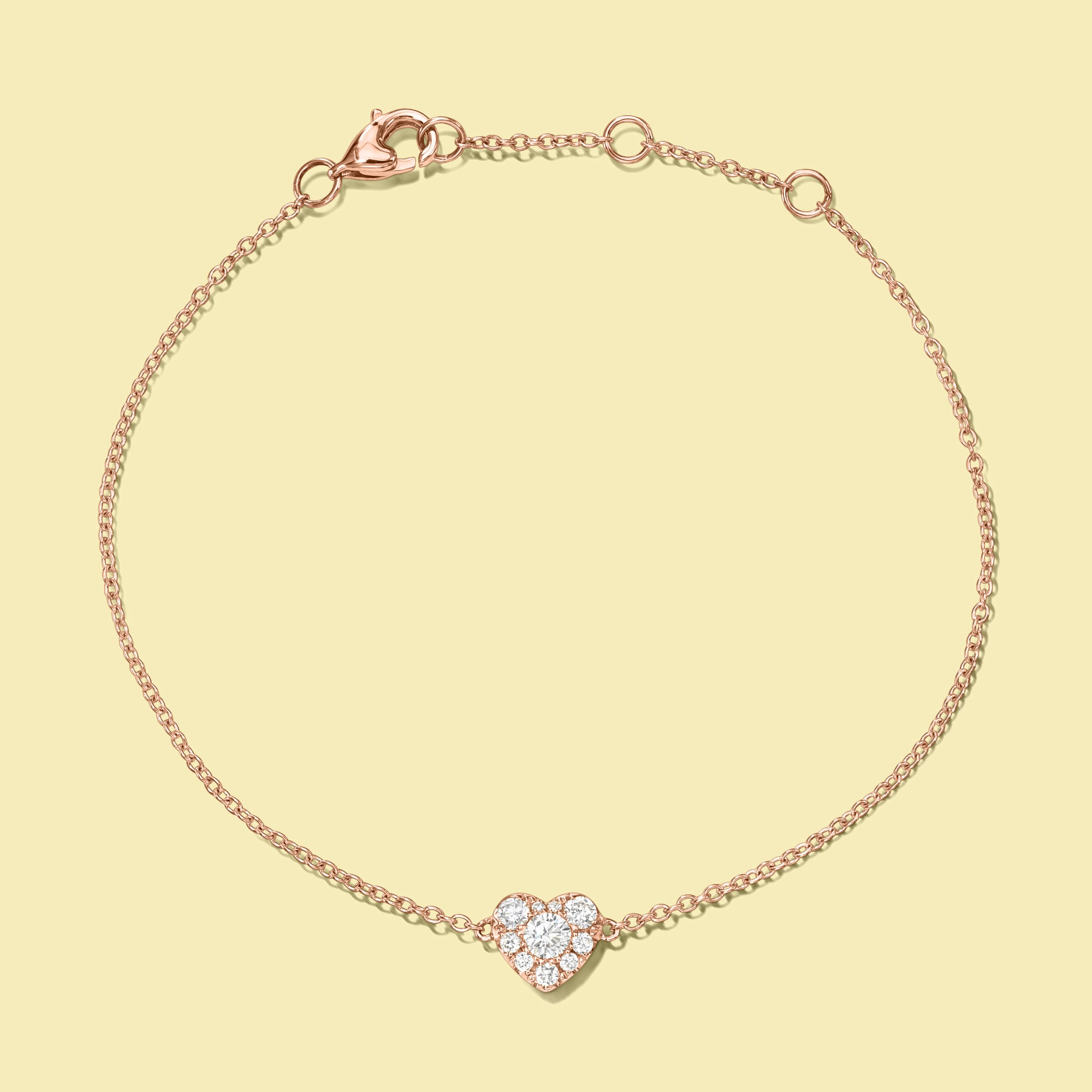 The Alia, Cluster Heart Shaped Diamond Adjustable Stackable Bracelet in 14K Gold, 18K Gold or Platinum by Earthena Jewelry