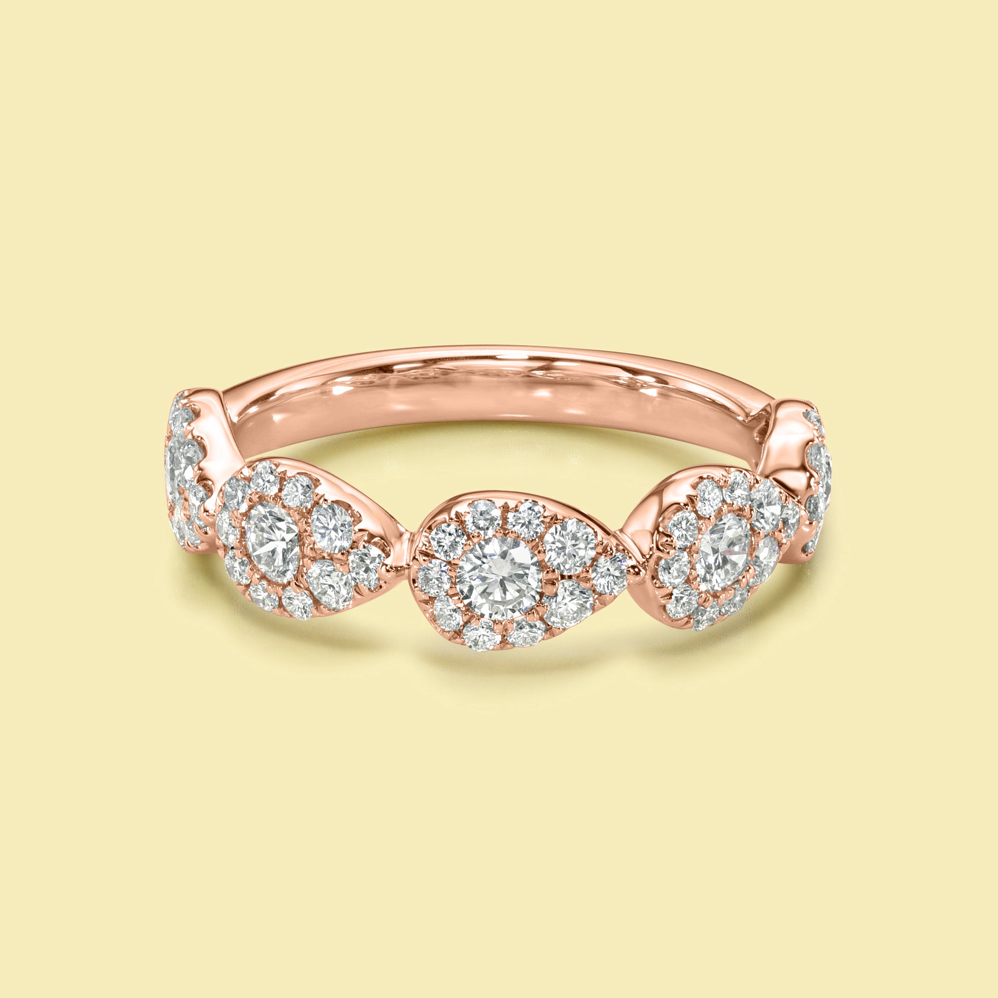 The Alia, Cluster East-west Pear Shaped Lab-grown Diamond or Natural Diamond Band handcrafted in 14K Gold, 18K Gold or Platinum by Earthena Jewelry