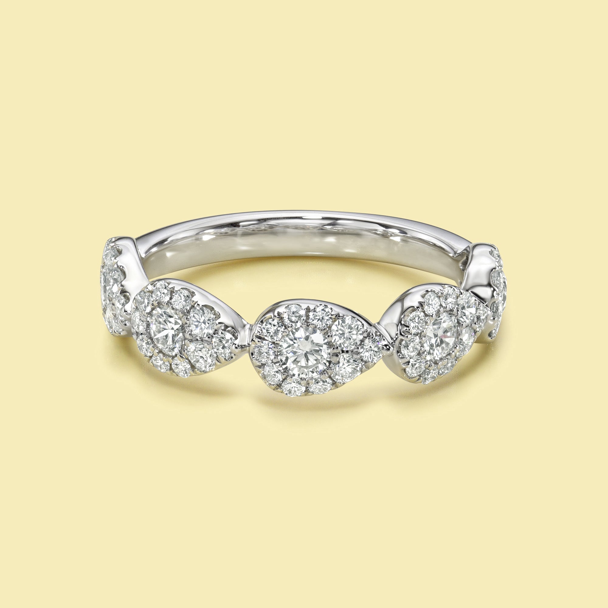 The Alia, Cluster East-west Pear Shaped Lab-grown Diamond or Natural Diamond Band handcrafted in 14K Gold, 18K Gold or Platinum by Earthena Jewelry