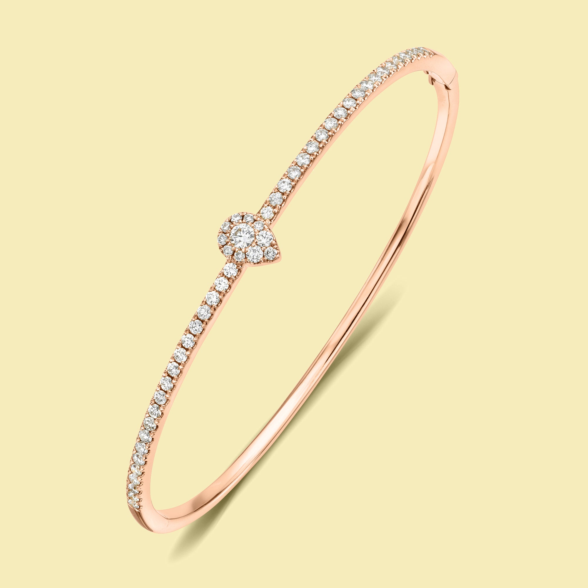 The Alia, Cluster Diamond Pear Shaped Bangle Lab-grown Diamond or Natural Diamond Band handcrafted in 14K Gold, 18K Gold or Platinum by Earthena Jewelry