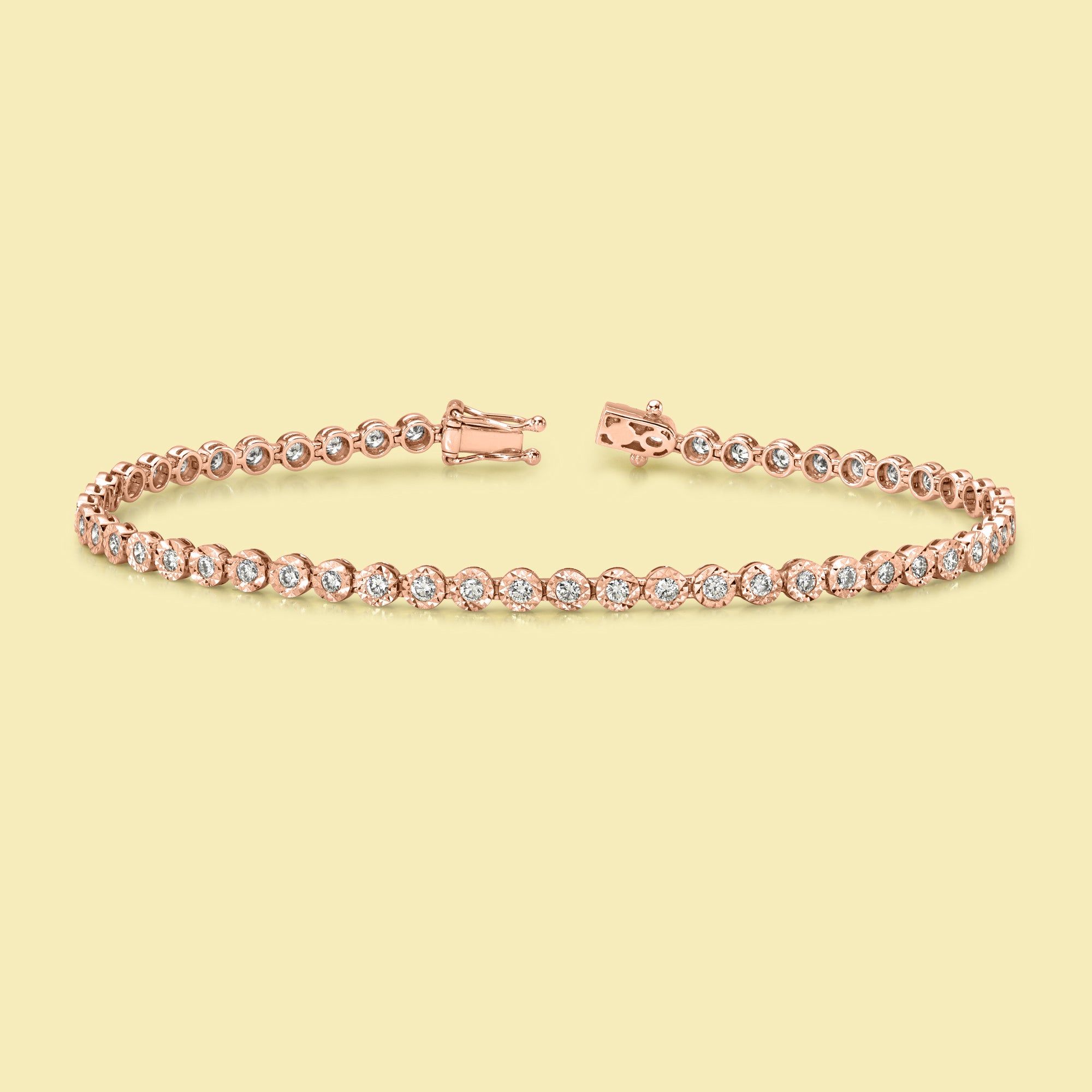 The Ava, Mini Diamond Tennis Bracelet is handcrafted in 14K gold, 18K gold, and Platinum by Earthena Jewelry in Los Angeles