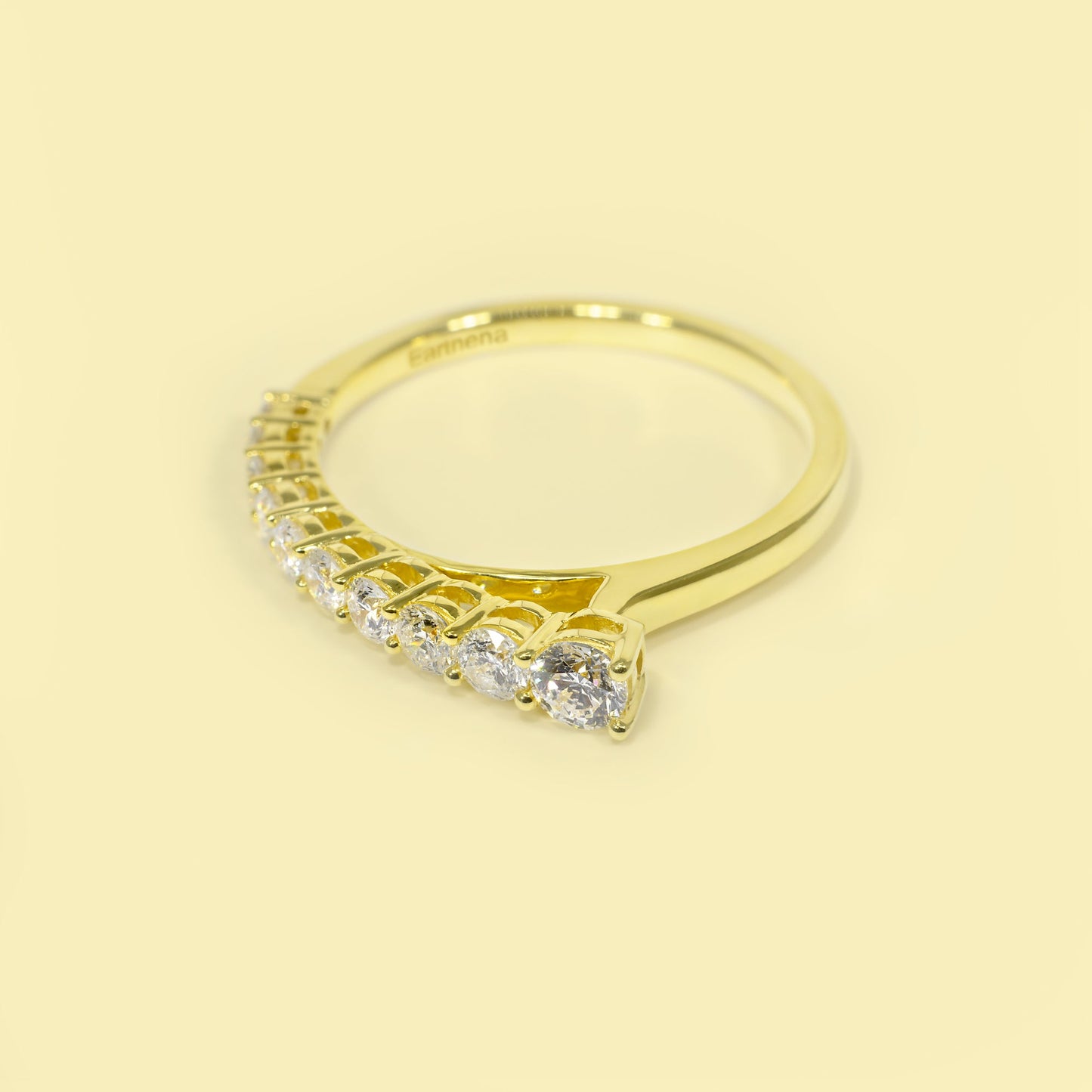 Billie Graduated Stackable Shared-prong Lab-grown Diamond Band Handcrafted in 14K or 18K Solid Gold by Earthena Jewelry