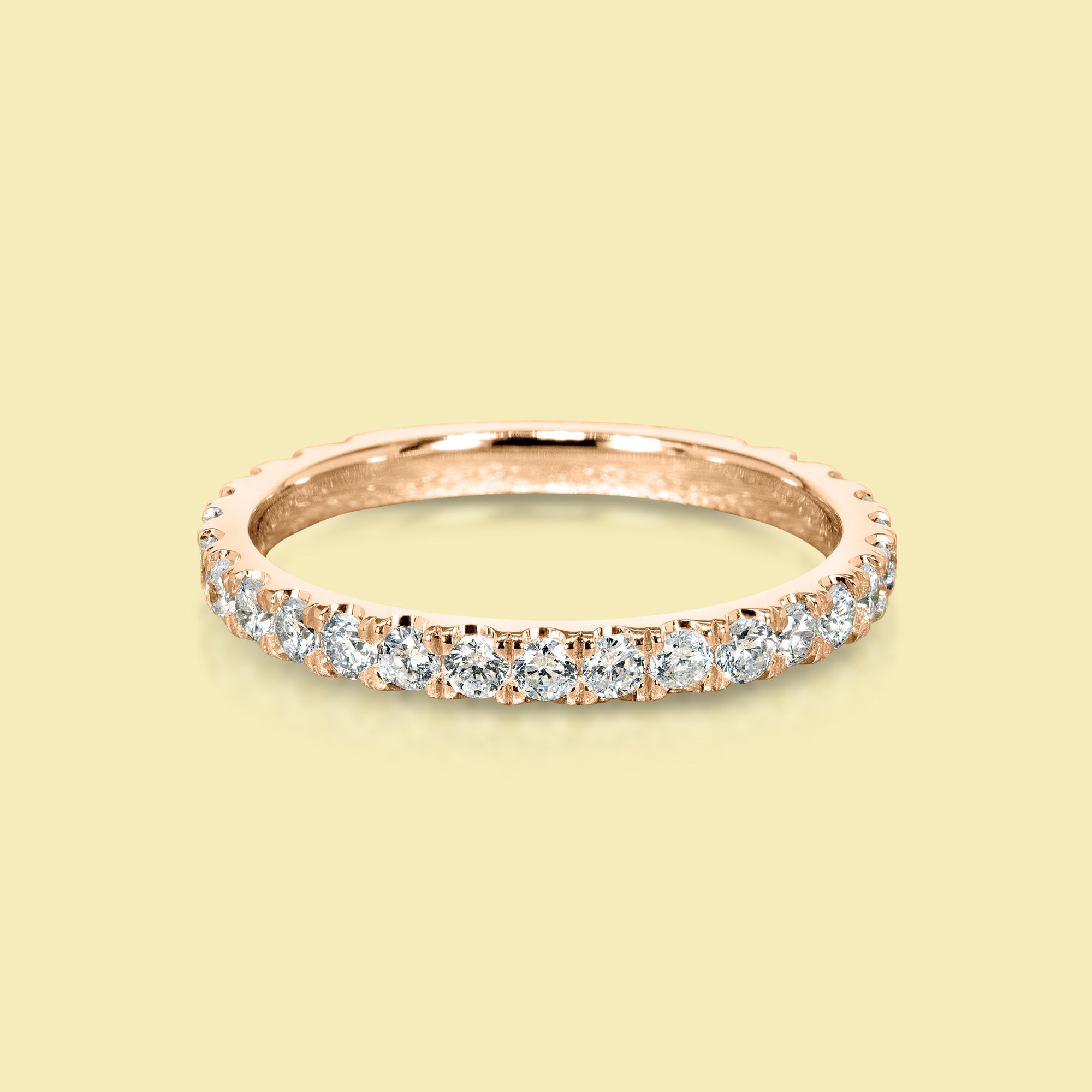 Catherine Semi-Eternity Round Brilliant-cut Lab Diamond Wedding Band Handcrafted in 14K gold, 18K gold, or Platinum handcrafted in Los Angeles by Earthena Jewelry