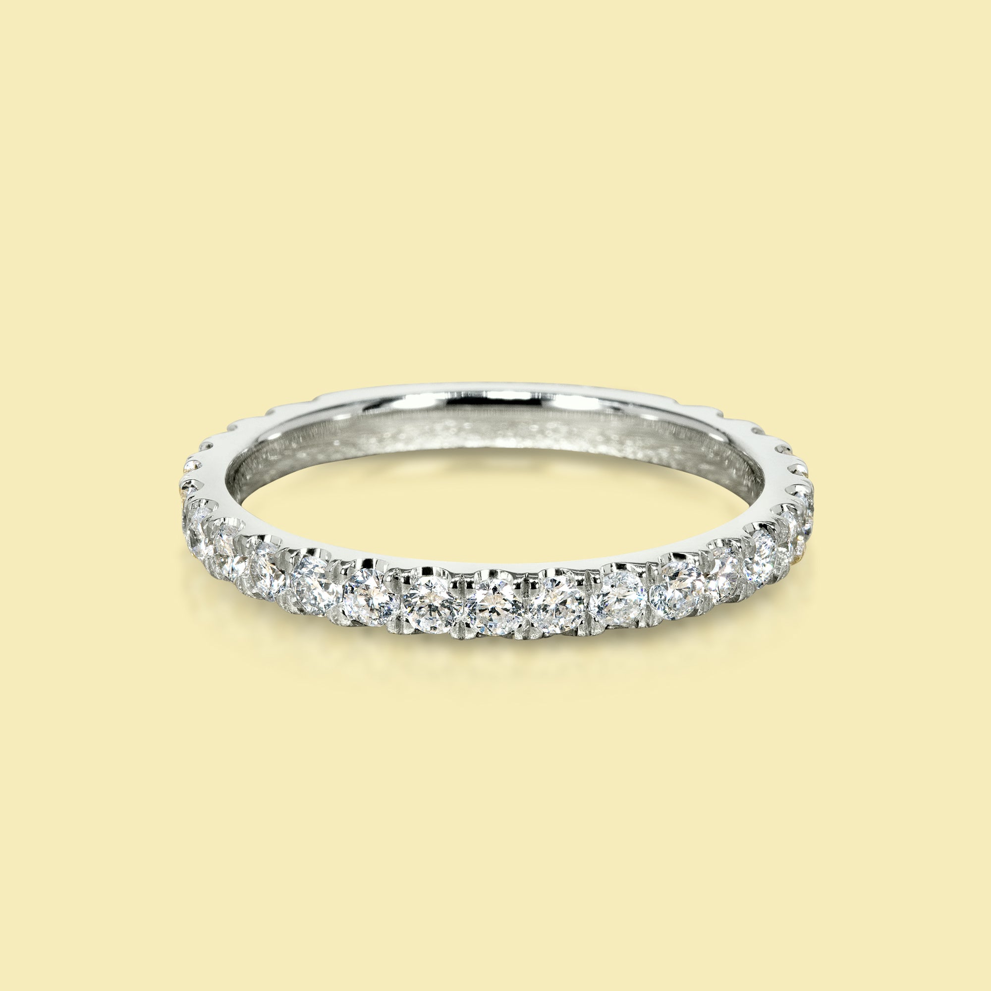 Catherine Semi-Eternity Round Brilliant-cut Lab Diamond Wedding Band Handcrafted in 14K gold, 18K gold, or Platinum handcrafted in Los Angeles by Earthena Jewelry