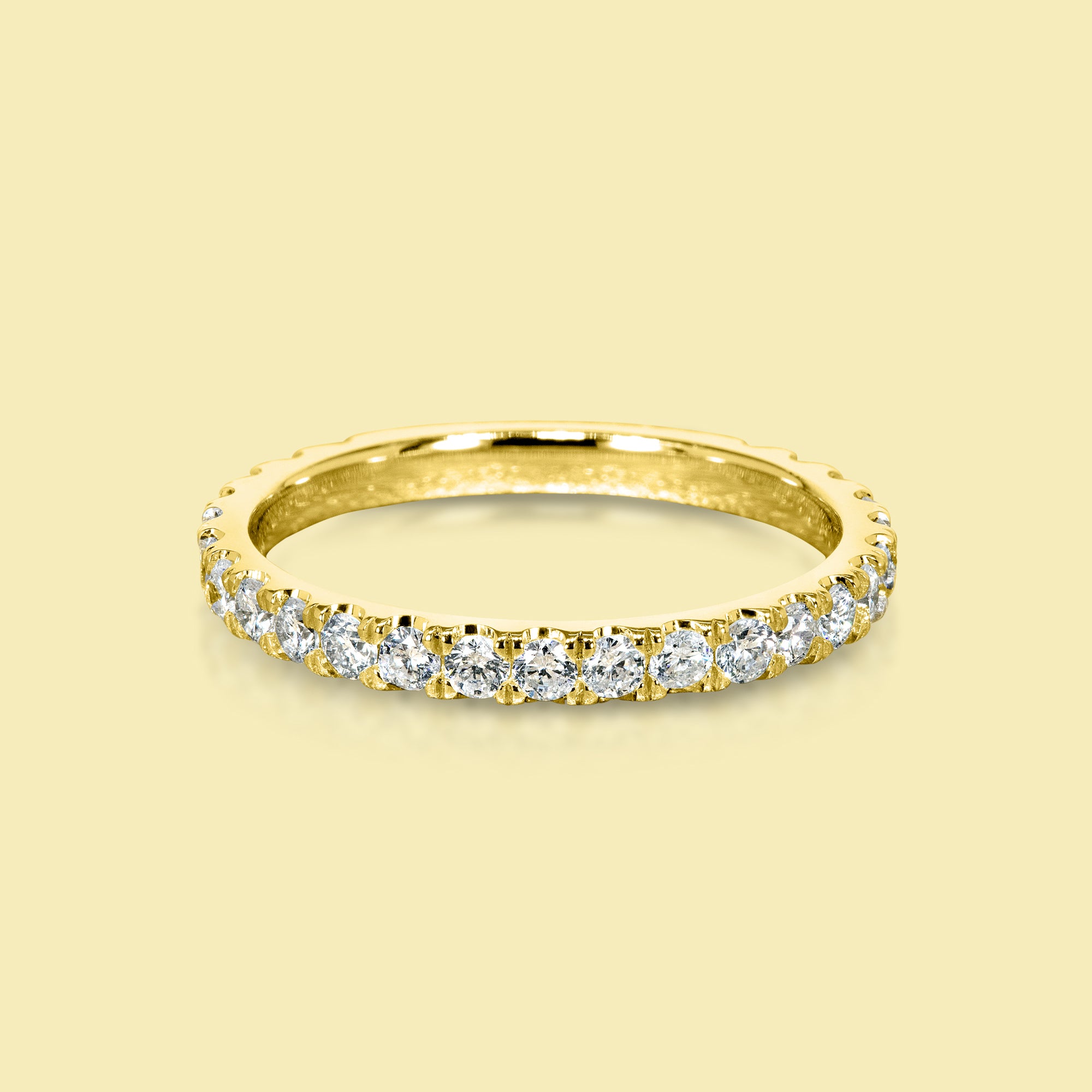 Catherine Semi-Eternity Round Brilliant-cut Lab Diamond Wedding Band Handcrafted in 14K gold, 18K gold, or Platinum handcrafted in Los Angeles by Earthena Jewelry