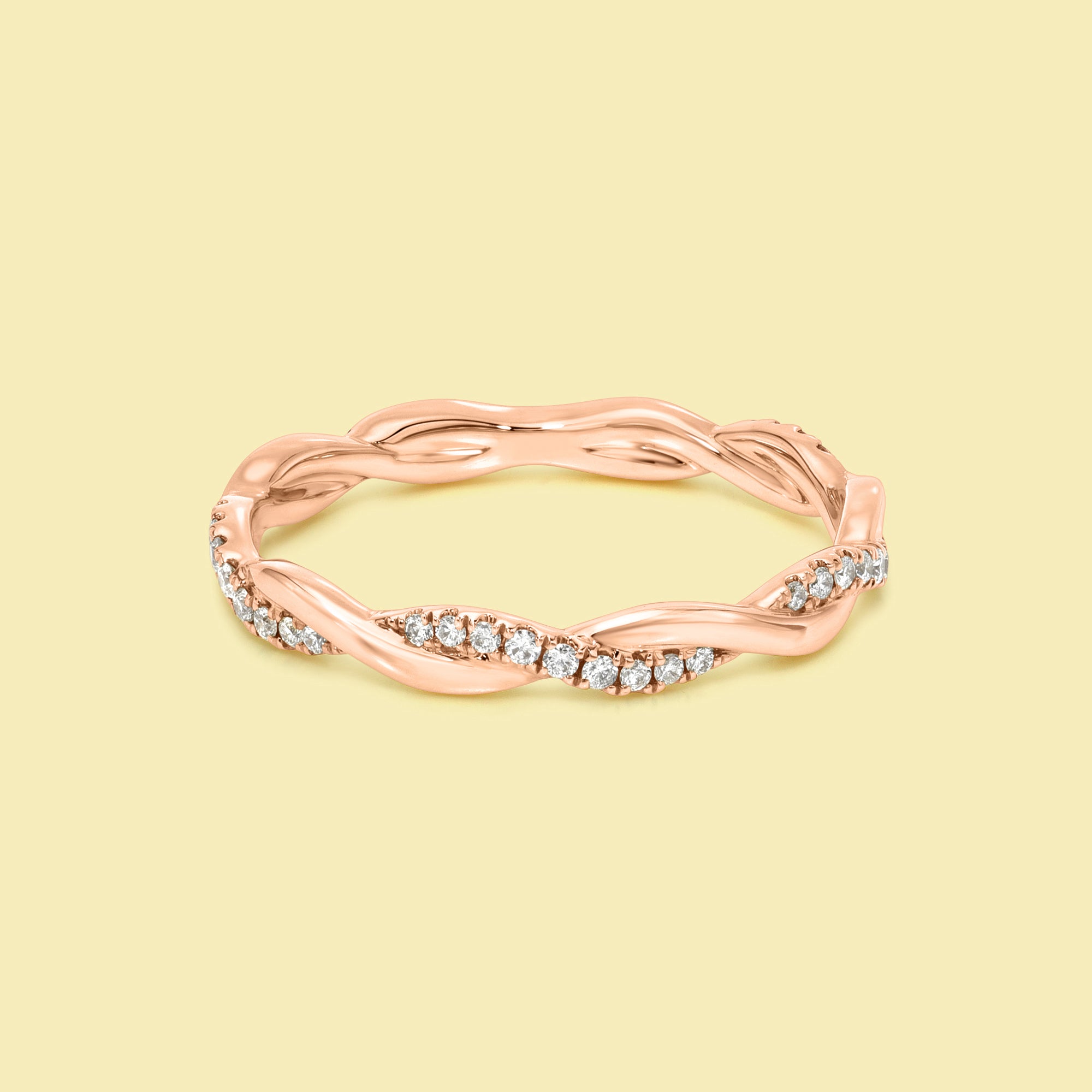 The Claire, Braided Twist Lab-grown Diamond or Natural Diamond Band handcrafted in 14K Gold, 18K Gold or Platinum by Earthena Jewelry