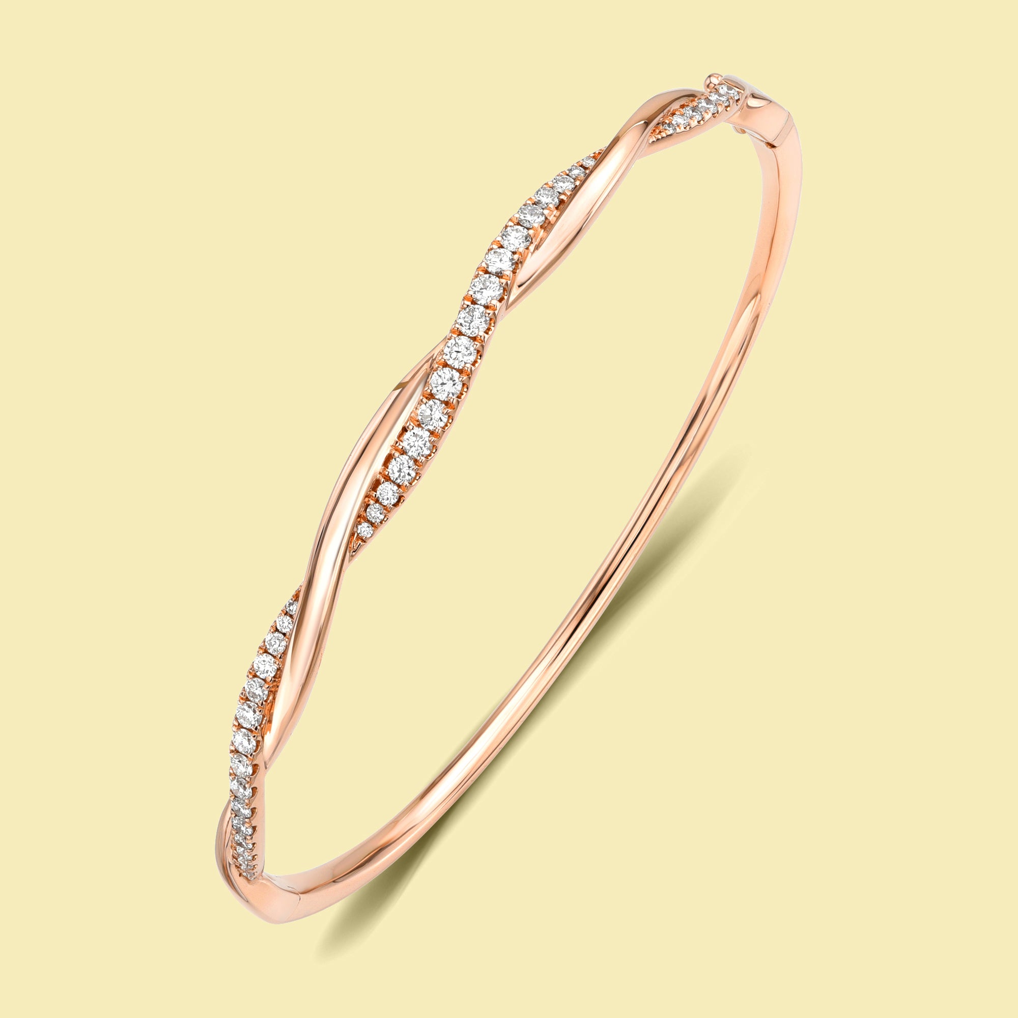 The Claire, Braided Twist Lab-grown Diamond or Natural Diamond Bangle handcrafted in 14K Gold, 18K Gold or Platinum by Earthena Jewelry