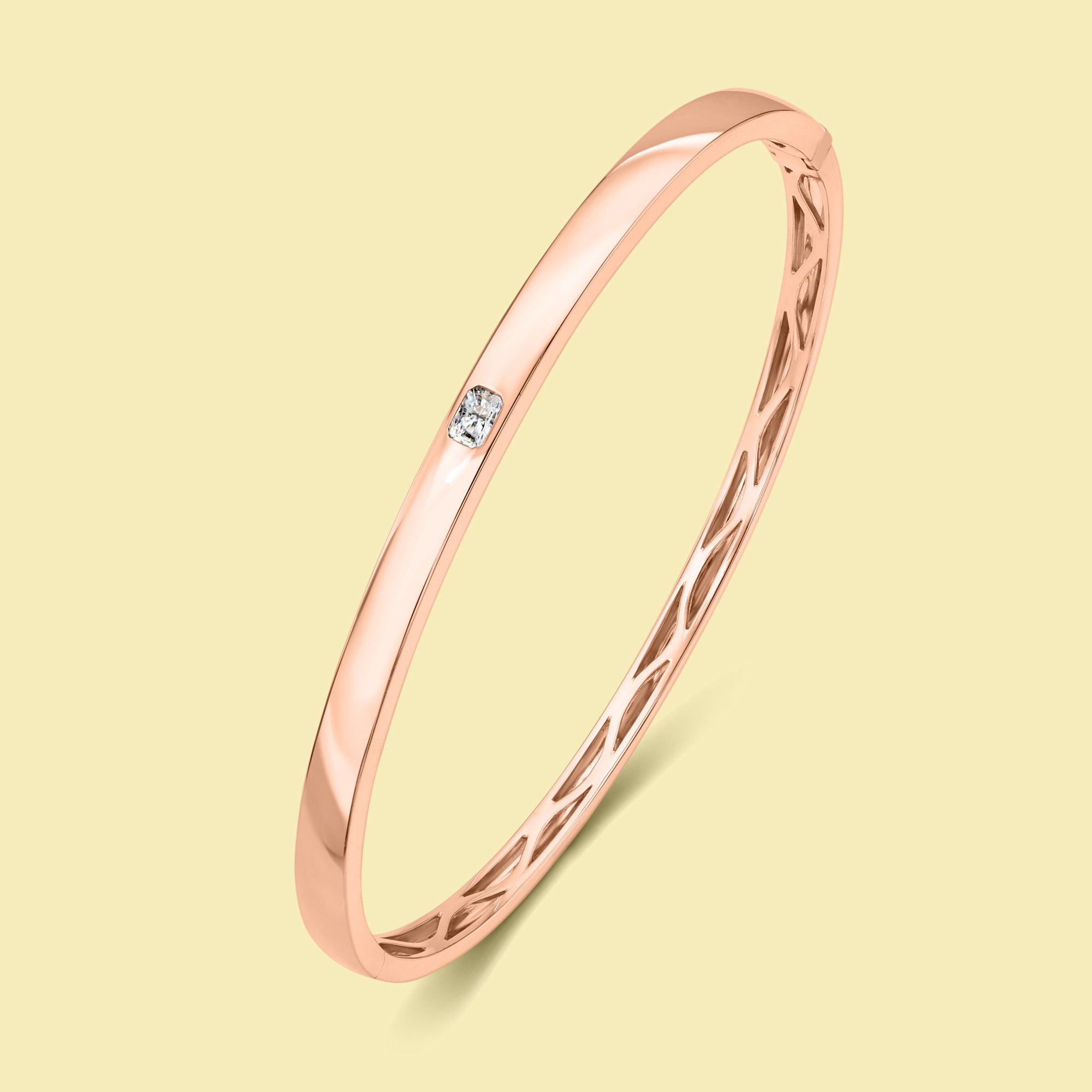 The Cloud, Bezel Radiant-cut Solitaire Lab-grown Diamond or Natural Diamond Band handcrafted in 14K Gold, 18K Gold or Platinum by Earthena Jewelry