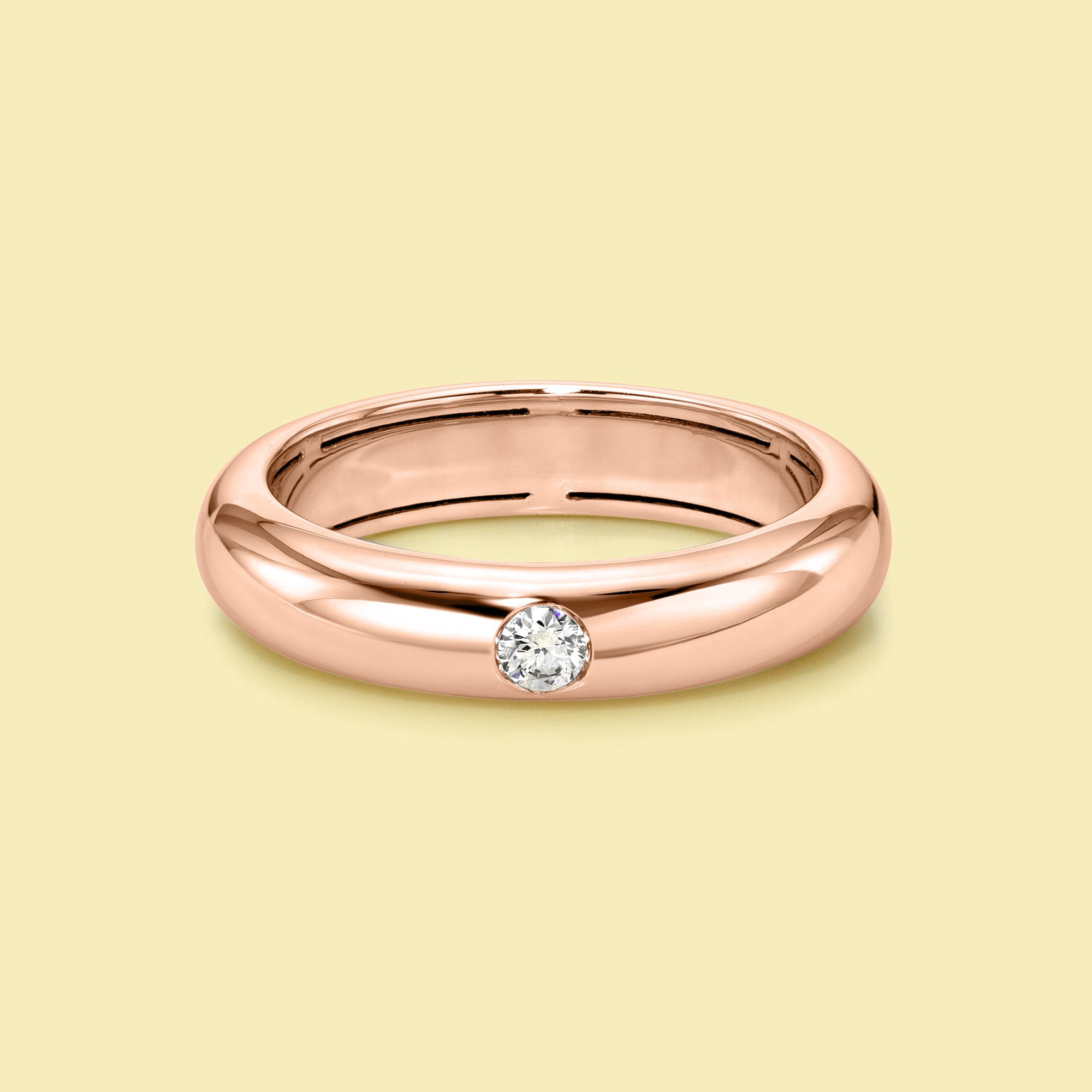 The Cloud, Bezel-set Round-cut Lab-grown Diamond or Natural Diamond Chunky Band handcrafted in 14K Gold, 18K Gold, or Platinum by Earthena Jewelry