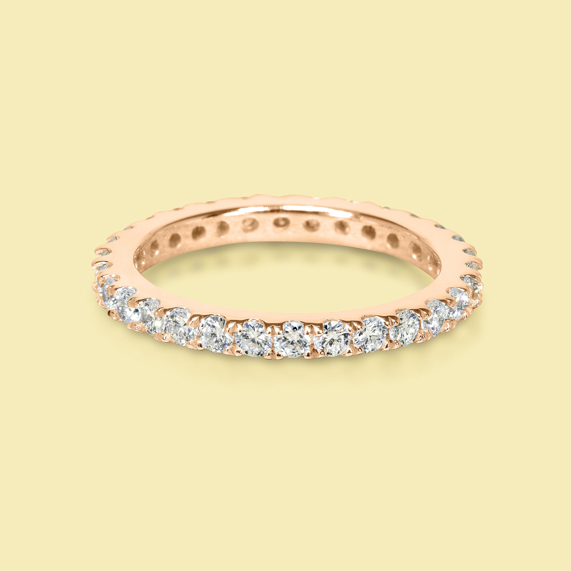 Ella Round Brilliant-cut Lab Diamond Split-prong Eternity Wedding Band Handcrafted in 14K gold, 18K gold, or Platinum handcrafted in Los Angeles by Earthena Jewelry