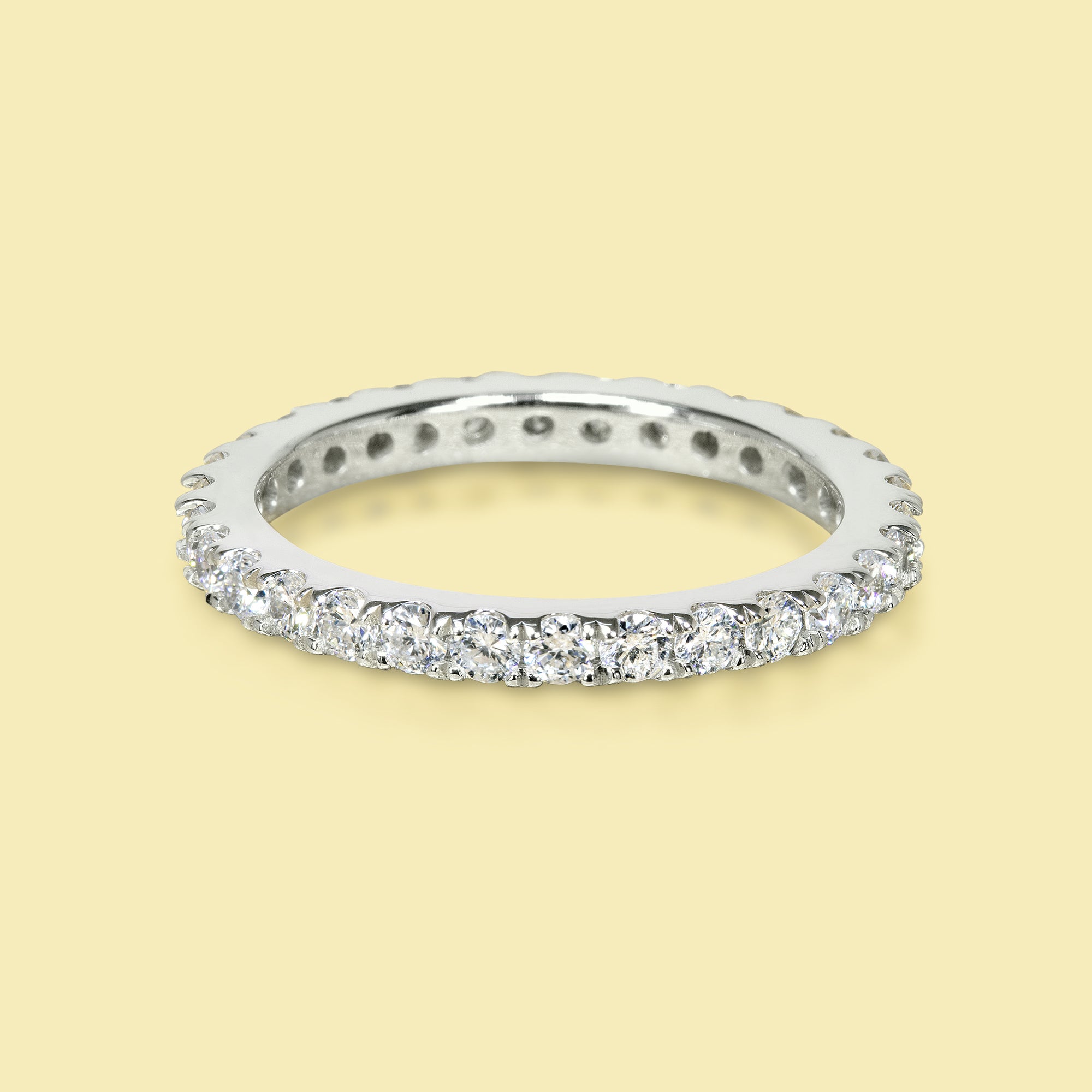 Ella Round Brilliant-cut Lab Diamond Split-prong Eternity Wedding Band Handcrafted in 14K gold, 18K gold, or Platinum handcrafted in Los Angeles by Earthena Jewelry