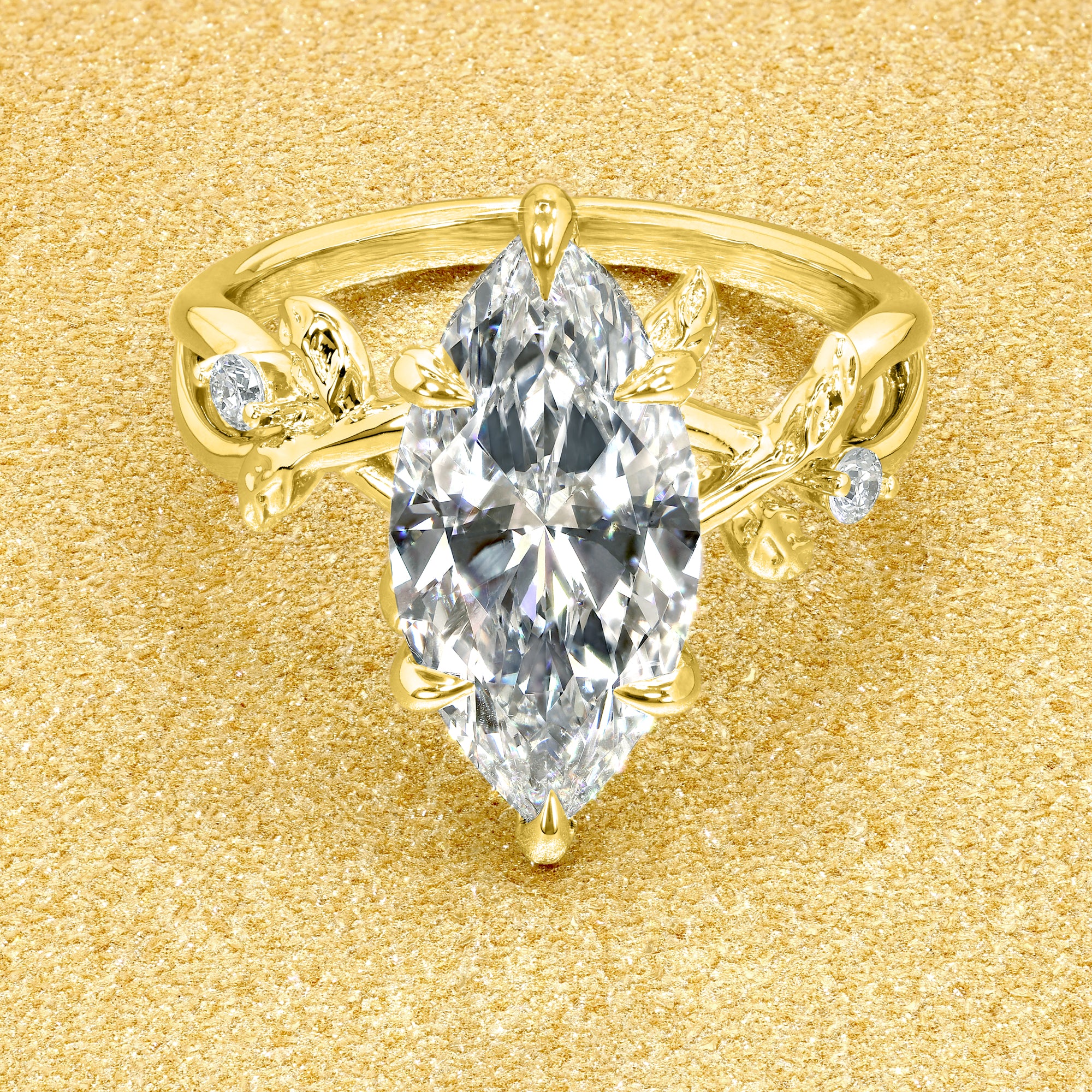 Flora 3ct Marquise-Cut Lab-Grown Diamond Hidden Halo Engagement Ring in 14K Gold, 18K Gold, or Platinum by Earthena Jewelry of Beverly Hills
