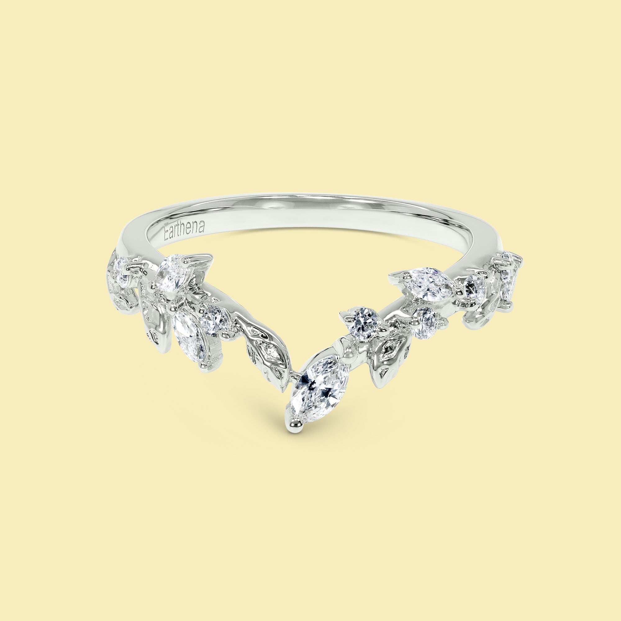 The Flora, V-shaped Floral Diamond Band by Earthena Jewelry of Beverly Hills.