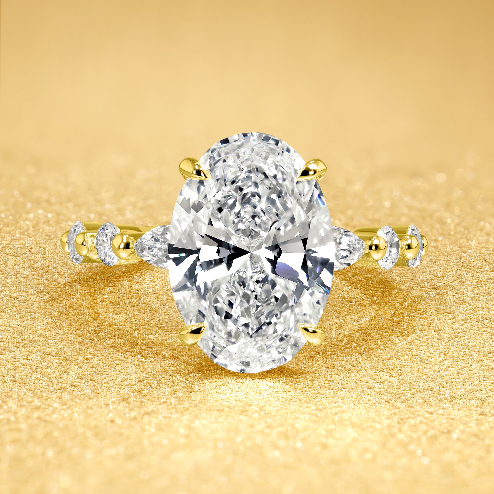 Grace 4ct Oval-Cut Lab-Grown Diamond Hidden Eternity Halo Engagement Ring in 14K Gold, 18K Gold, or Platinum handcrafted by Earthena Jewelry of Beverly Hills.