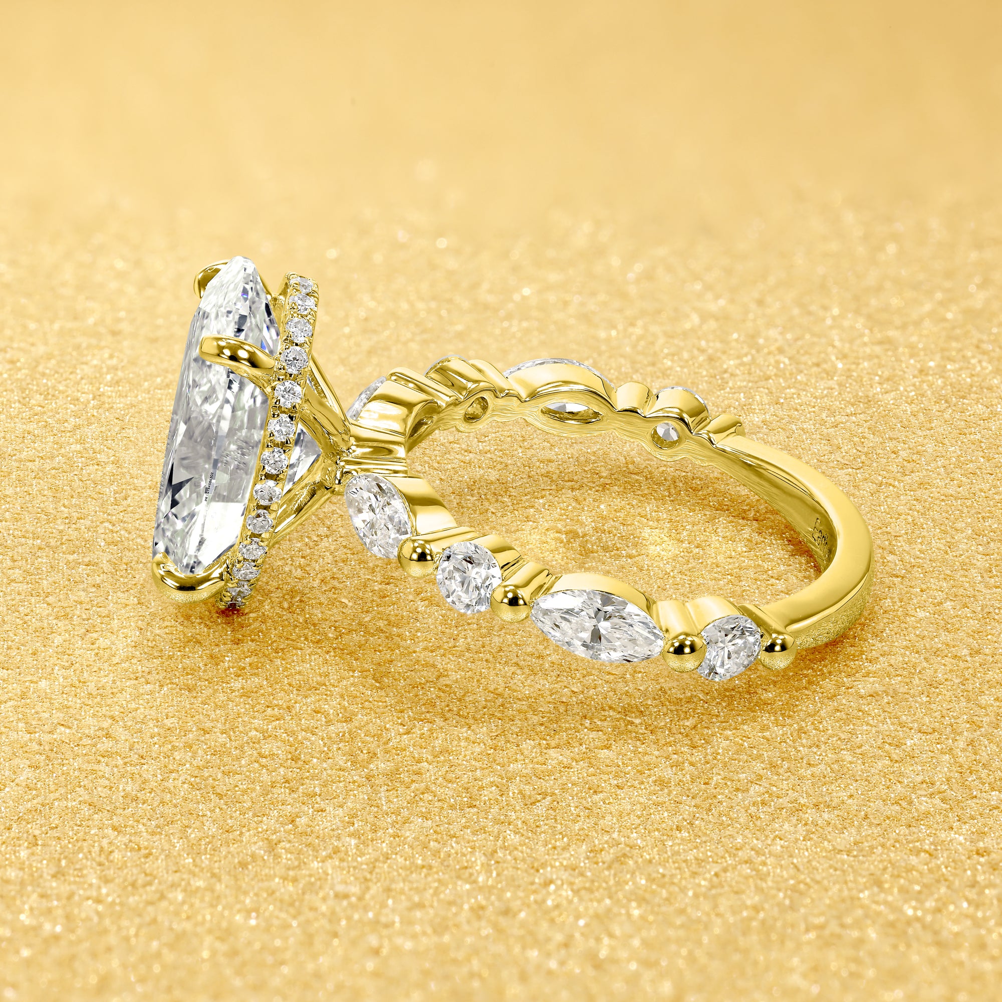 Grace 4ct Oval-Cut Lab-Grown Diamond Hidden Eternity Halo Engagement Ring in 14K Gold, 18K Gold, or Platinum handcrafted by Earthena Jewelry of Beverly Hills.