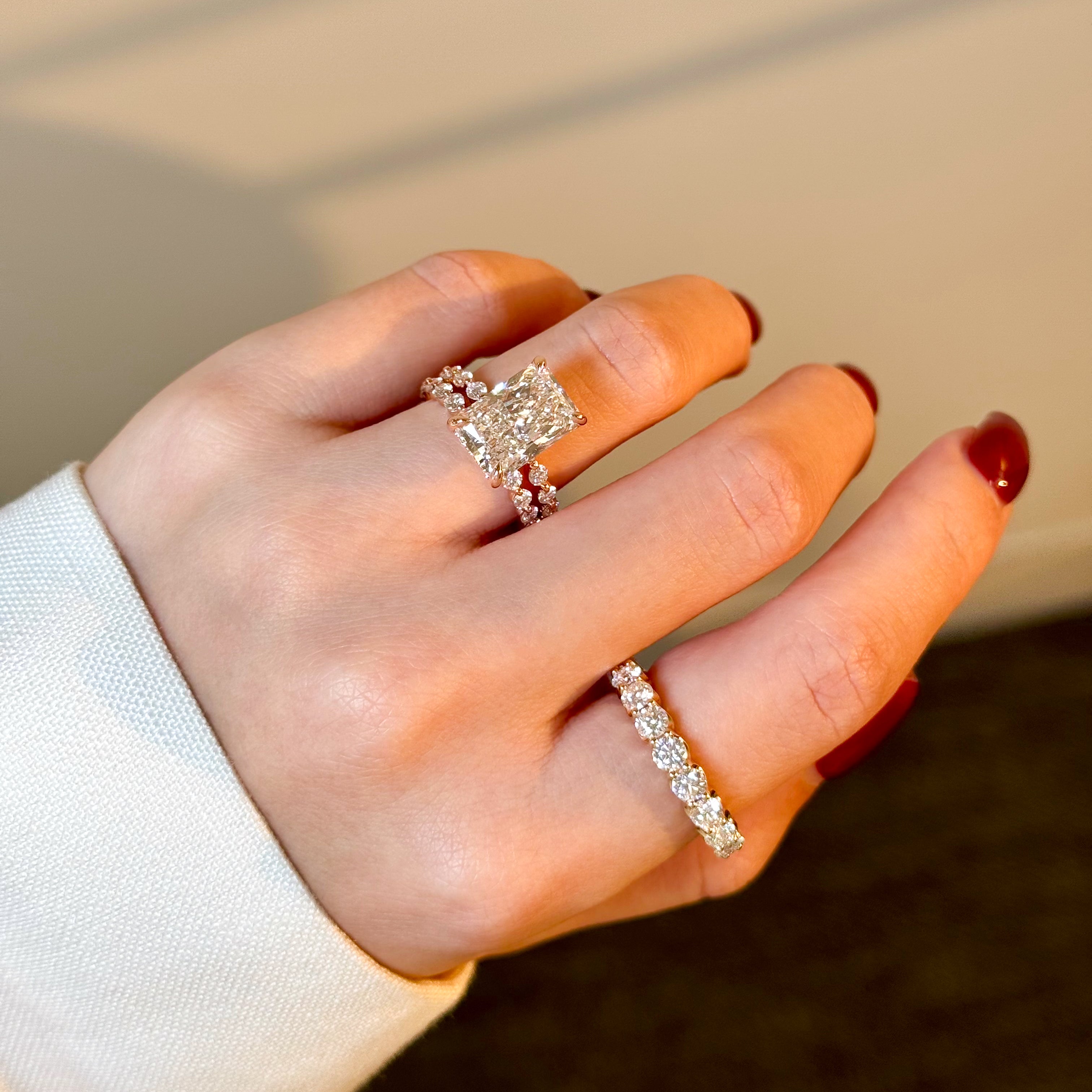 Luna floating eternity band in lab-grown diamond handcrafted by Earthena Jewelry of Beverly Hills.