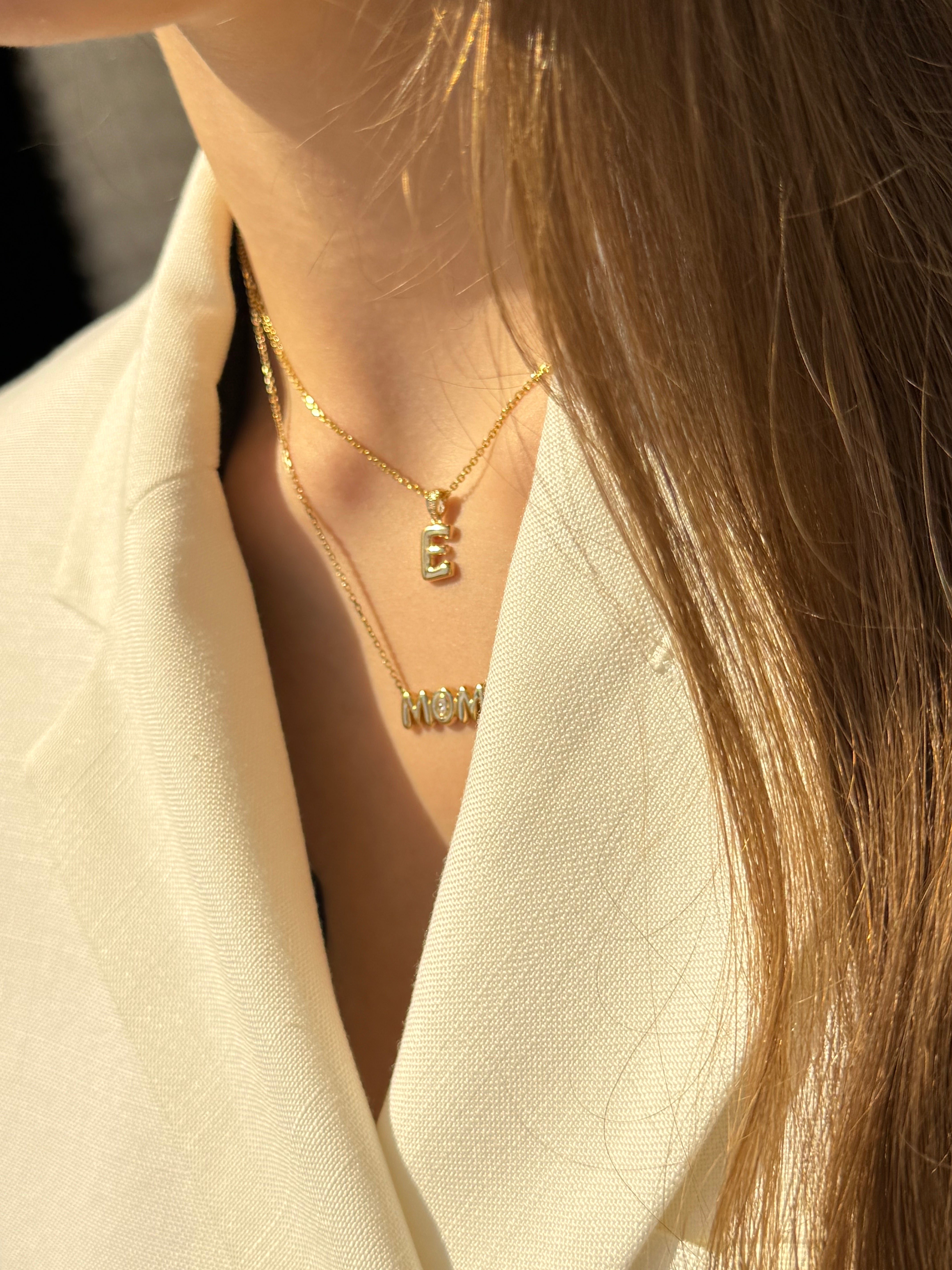 The Cloud, Gold Initial Diamond Puff Charm Pendant