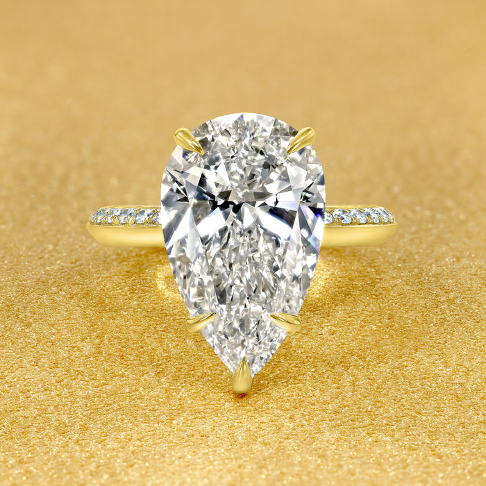 Axis 5ct Elongated Pear Diamond Engagement Ring | Earthena Jewelry