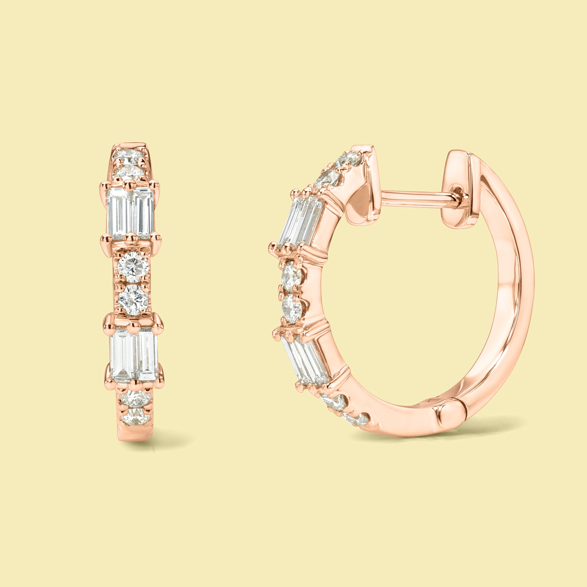 The Iris, Alternating Huggie Diamond Earrings