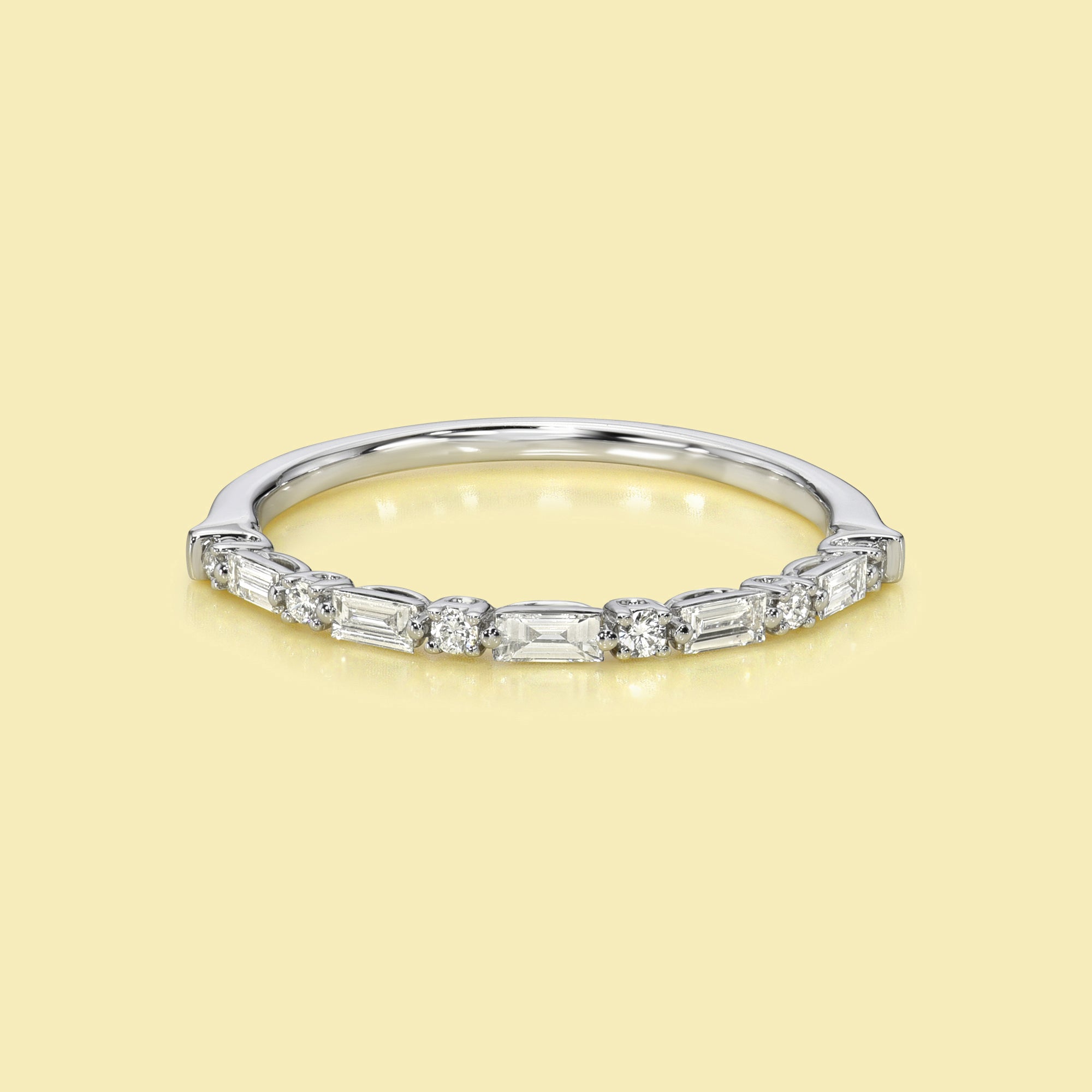 The Iris, The Iris, East-west Stackable Diamond Band is handcrafted in 14K gold, 18K gold, or Platinum by Earthena Jewelry