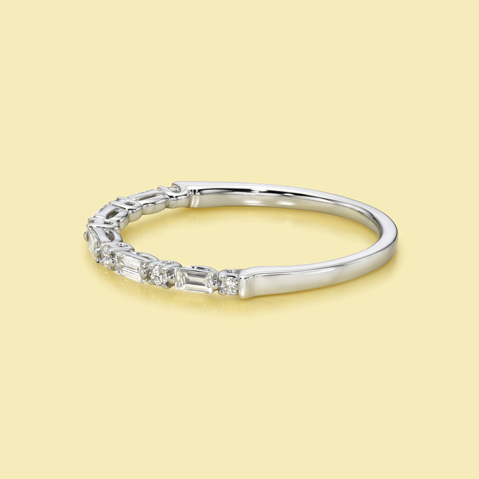 The Iris, The Iris, East-west Stackable Diamond Band is handcrafted in 14K gold, 18K gold, or Platinum by Earthena Jewelry