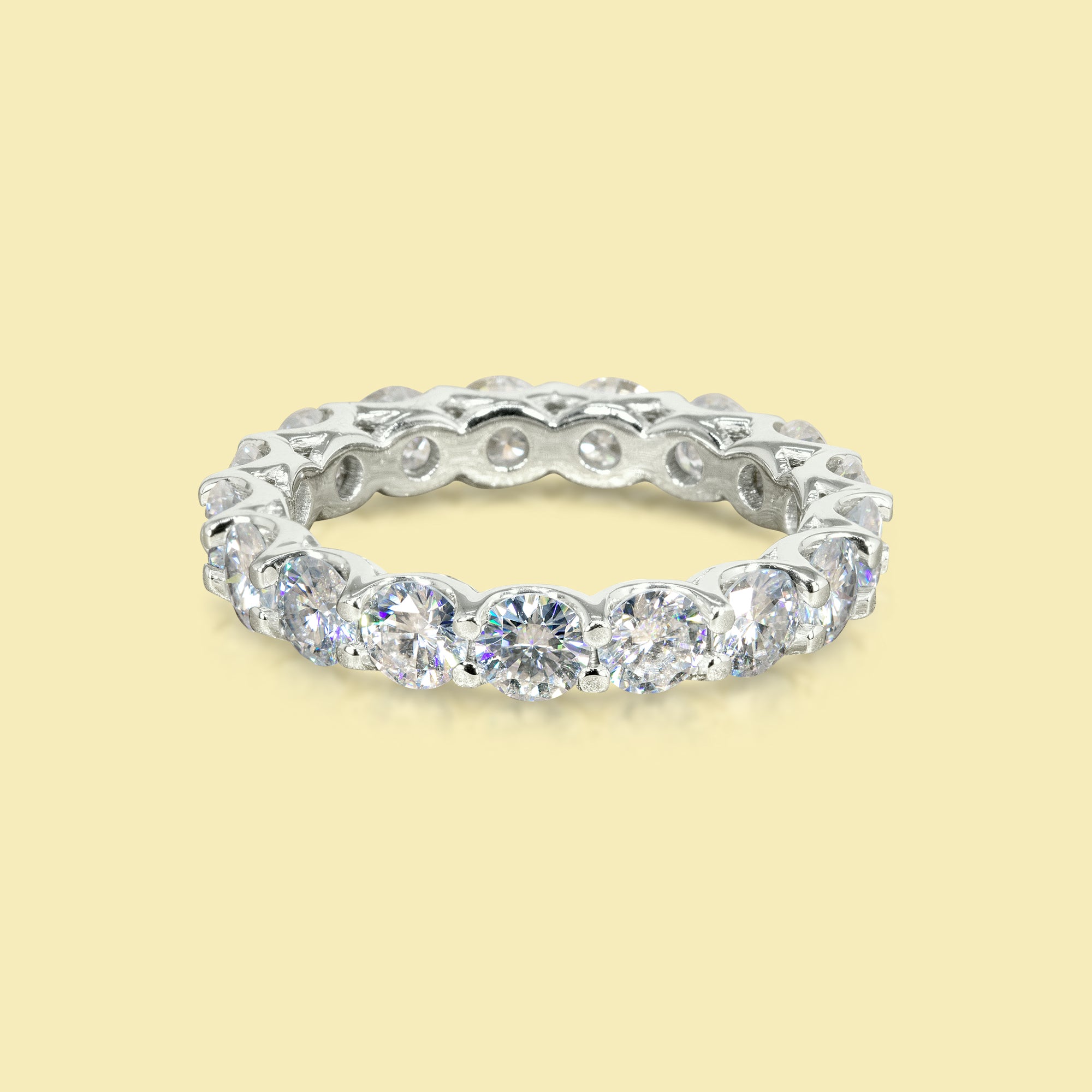 14K Gold Shared U-Prong Stackable Moissanite Eternity Band | Earthena Jewelry