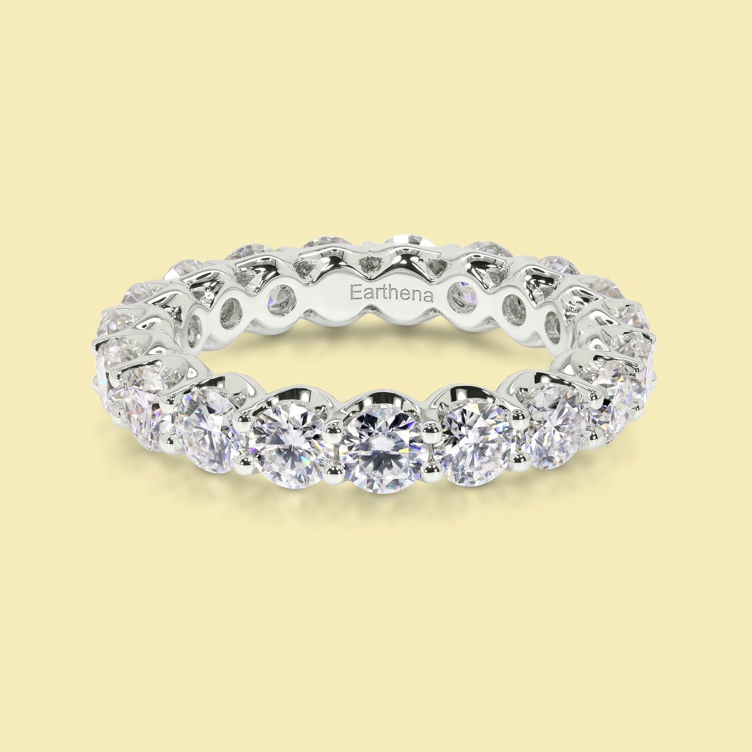 Classic Kira Eternity Round Brilliant-cut Eternity Band Handcrafted in 14K gold, 18K gold, or Platinum by Earthena Jewelry in Beverly Hills.