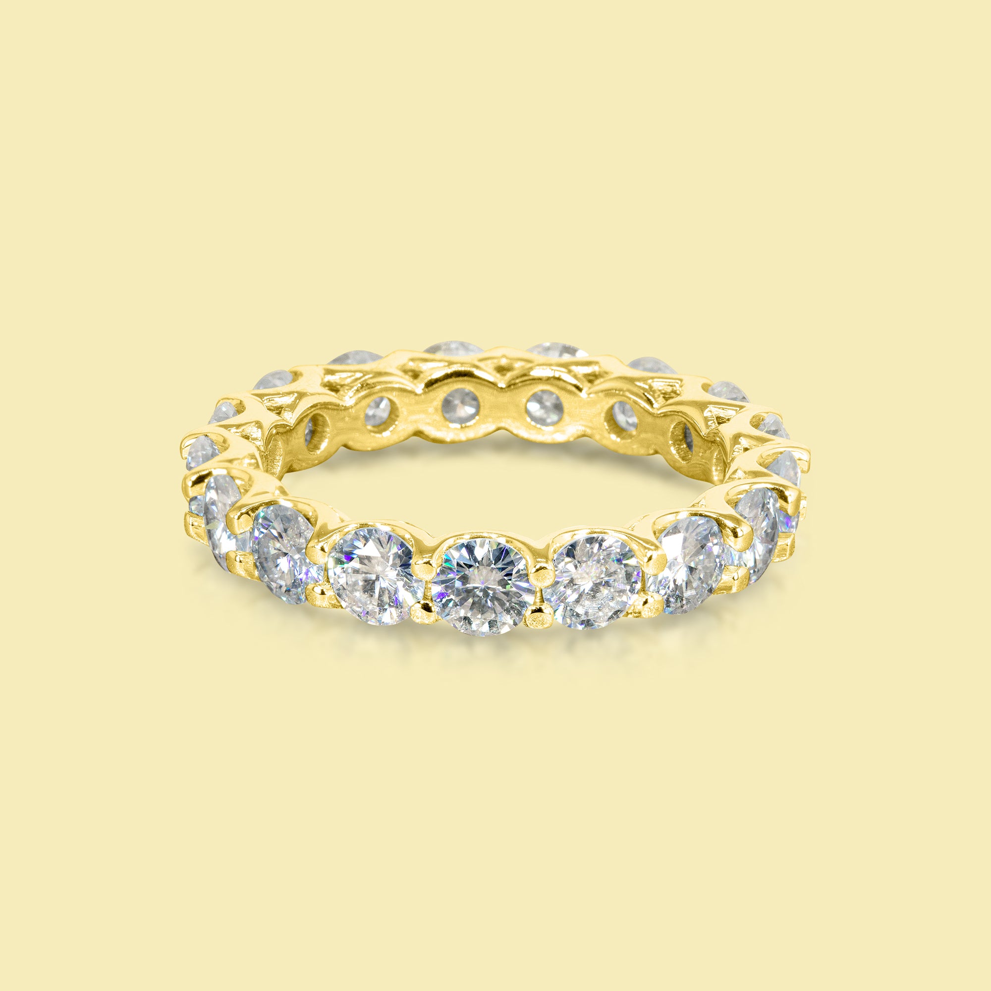 14K Gold Shared U-Prong Stackable Moissanite Eternity Band | Earthena Jewelry